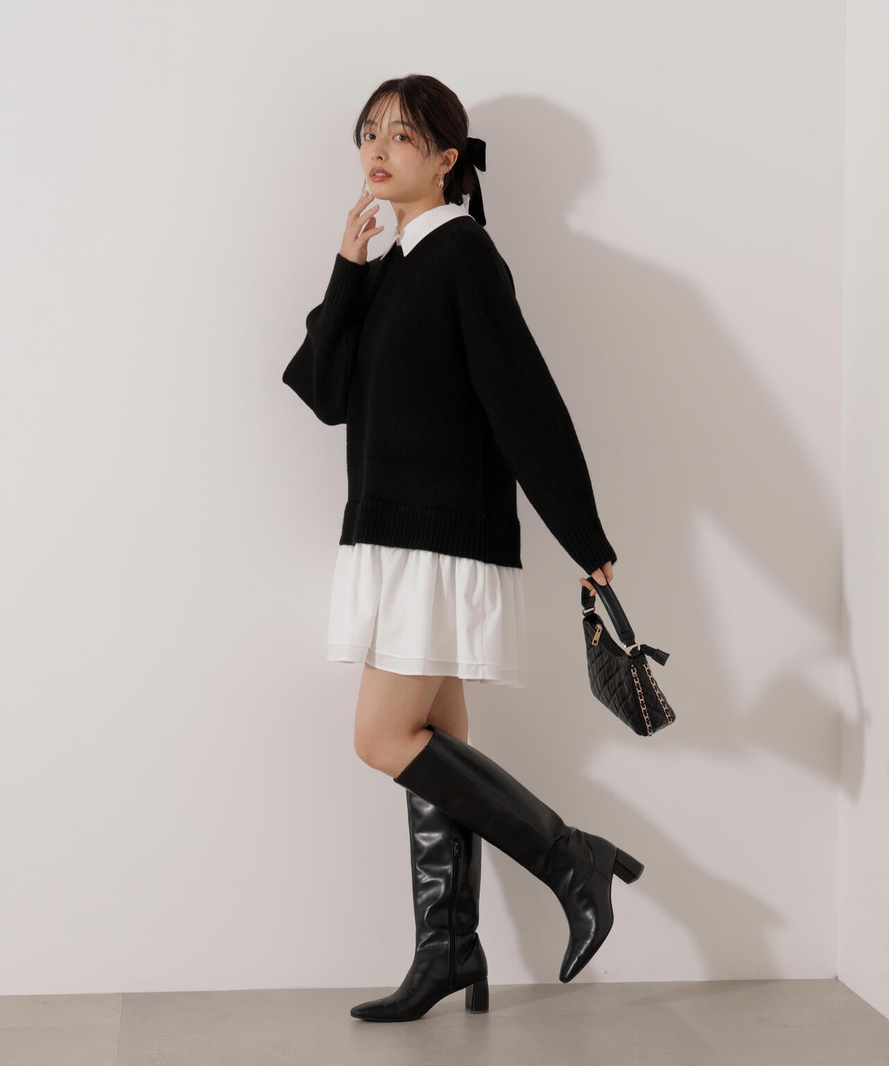 【加藤栞さん着用】《EDIT COLOGNE》レイヤードミニワンピース