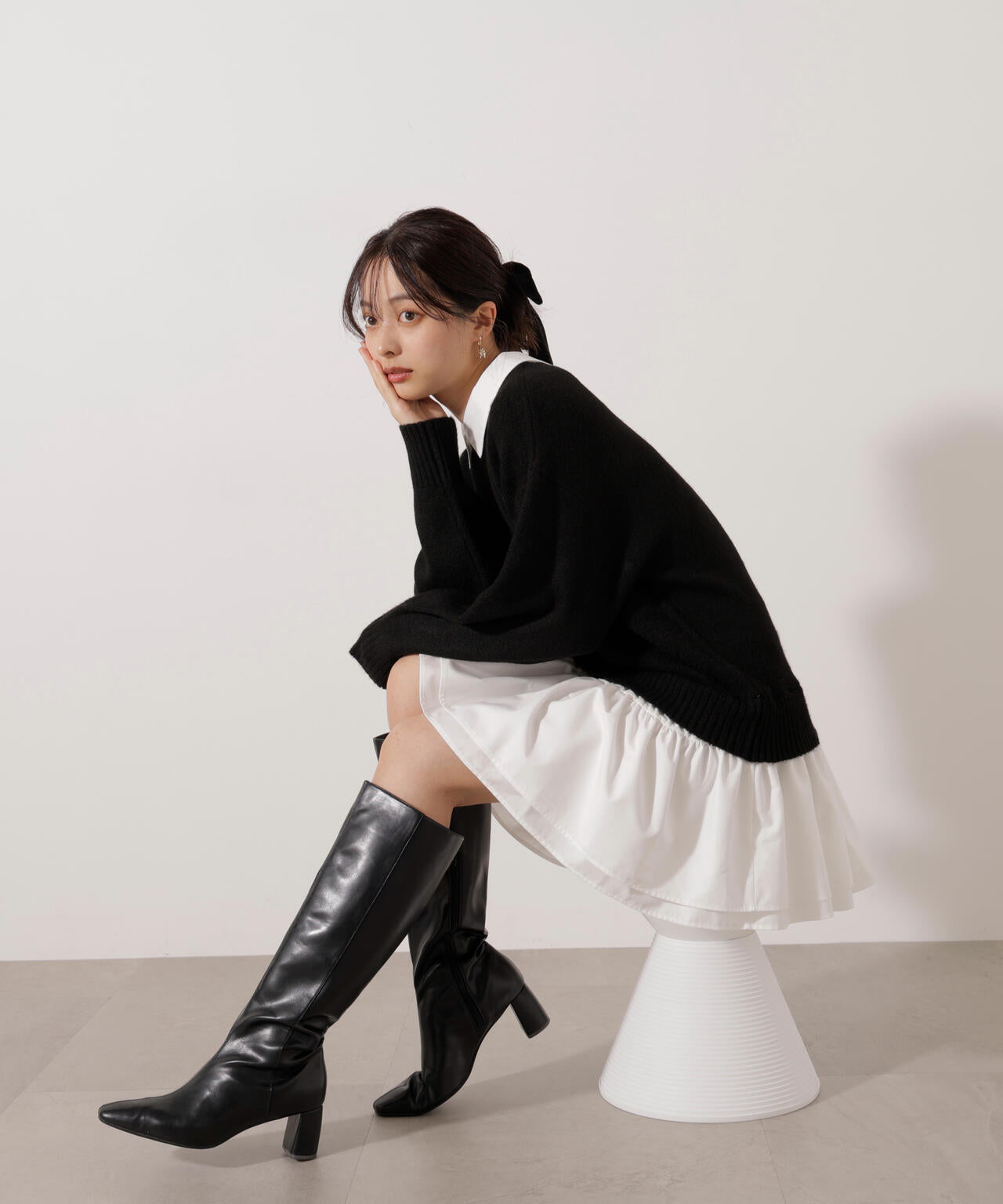 【加藤栞さん着用】《EDIT COLOGNE》レイヤードミニワンピース