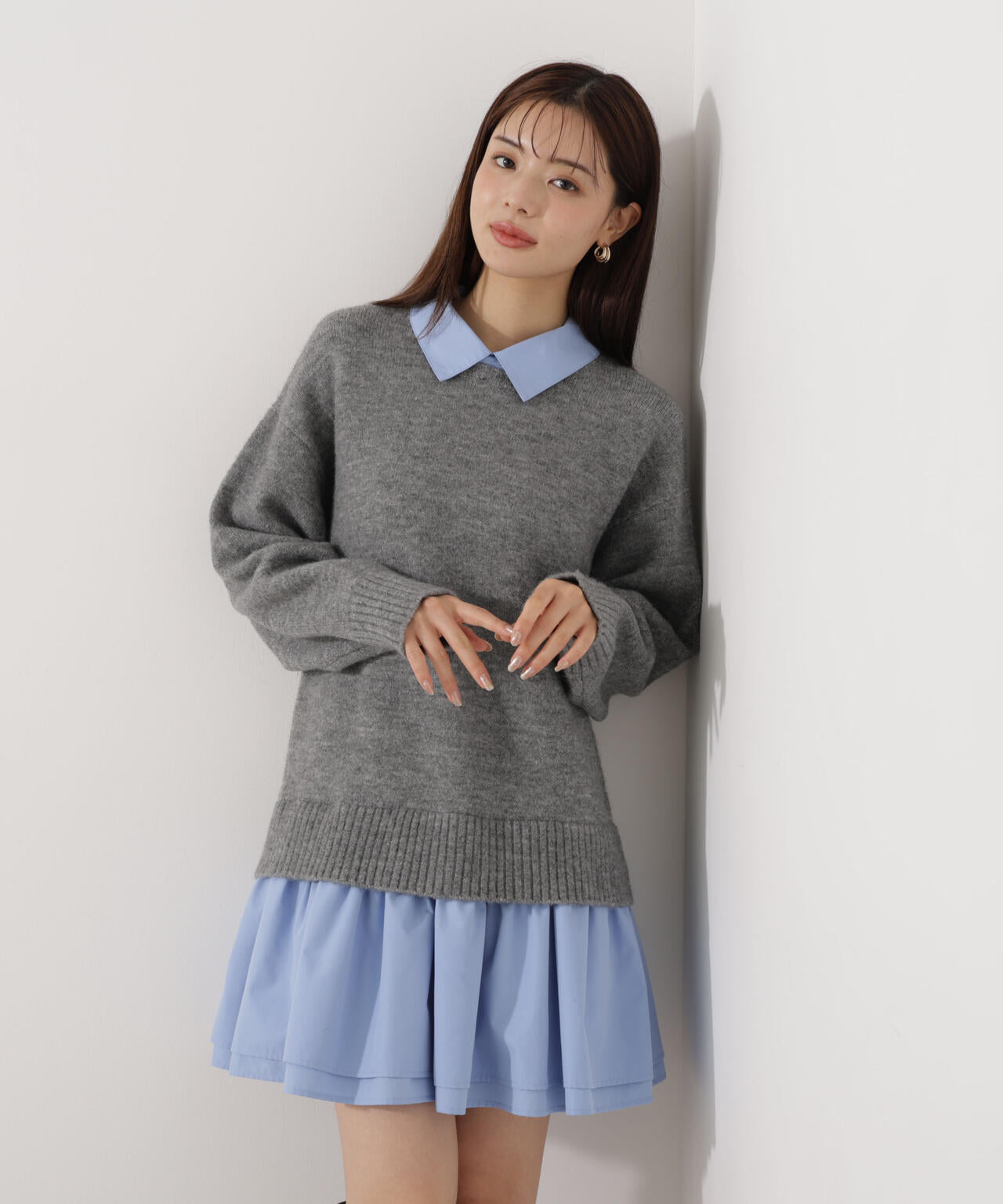 【加藤栞さん着用】《EDIT COLOGNE》レイヤードミニワンピース