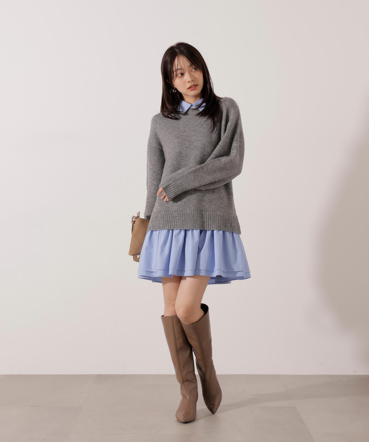 【加藤栞さん着用】《EDIT COLOGNE》レイヤードミニワンピース