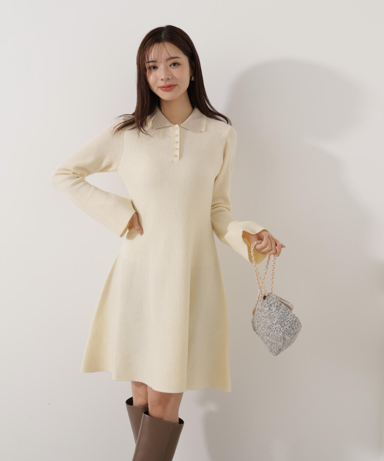 《EDIT COLOGNE》ポロミニニットワンピース