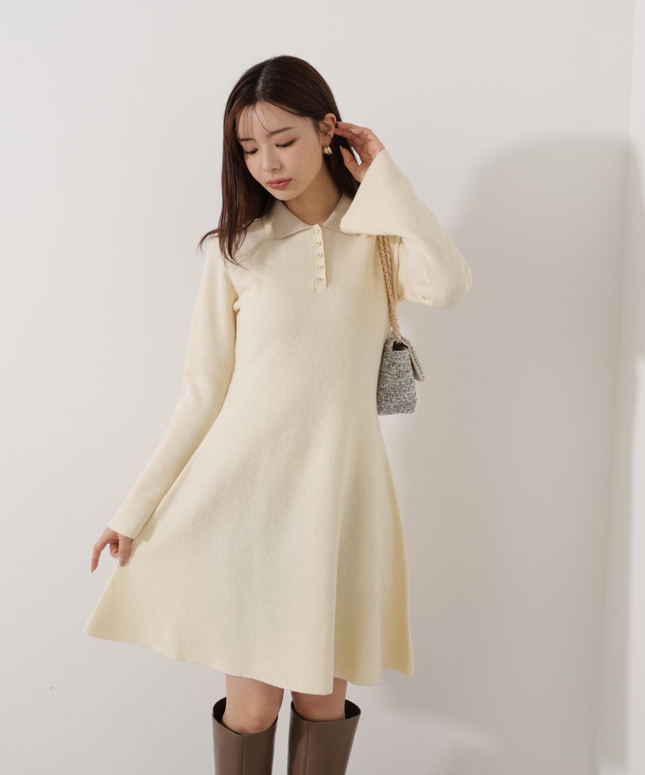 《EDIT COLOGNE》ポロミニニットワンピース