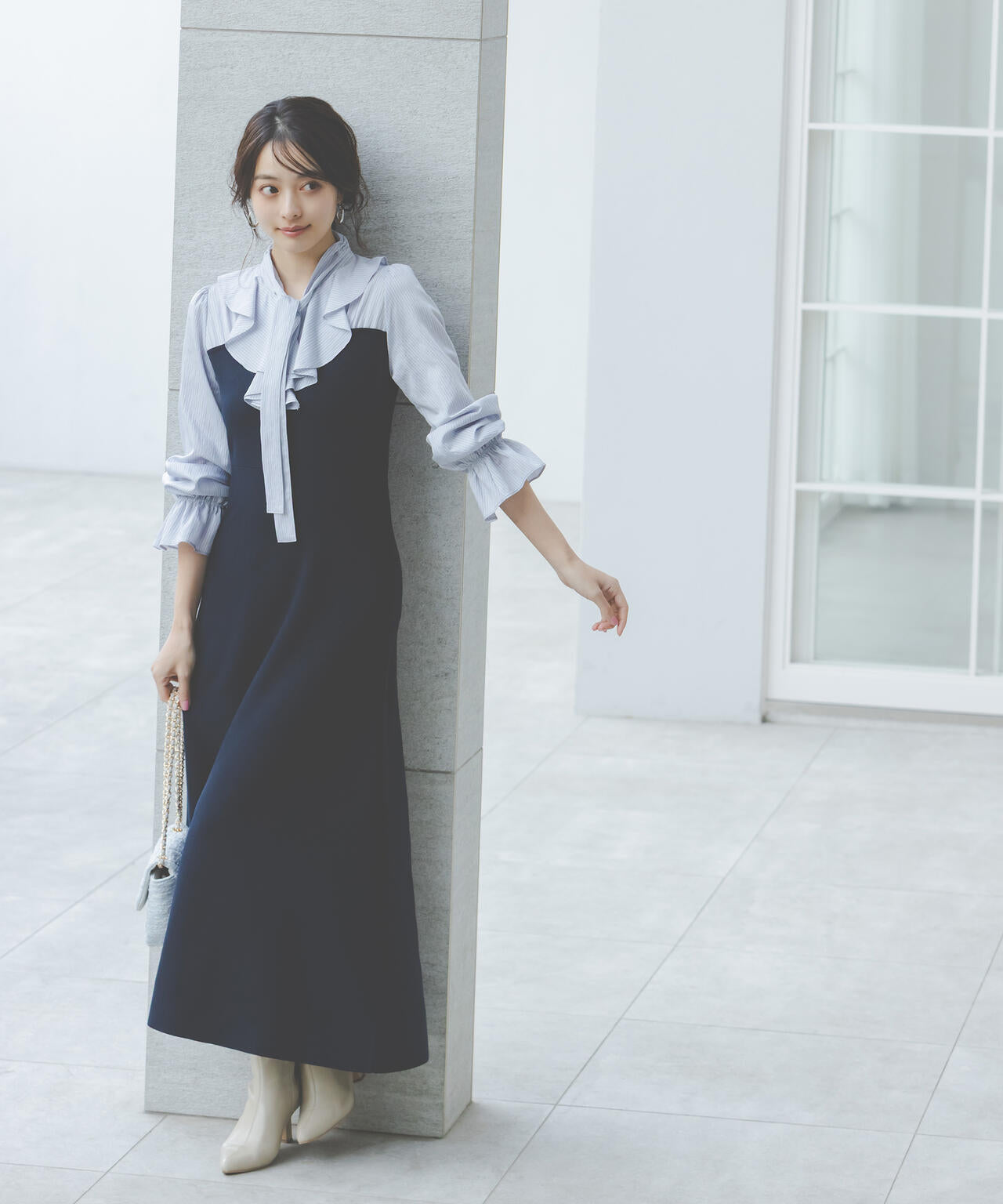 《EDIT COLOGNE》ラッフルタイドッキングワンピース