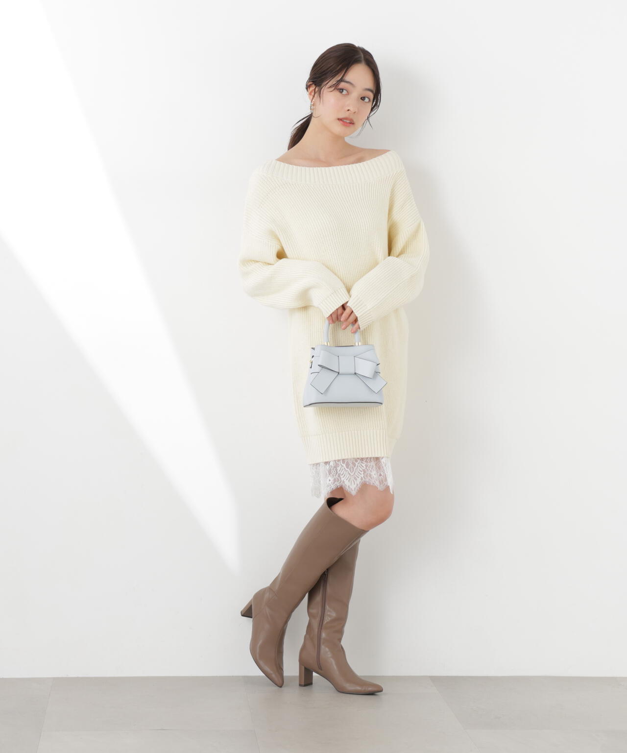 《EDIT COLOGNE》スプリングレースレイヤード風ニットワンピース