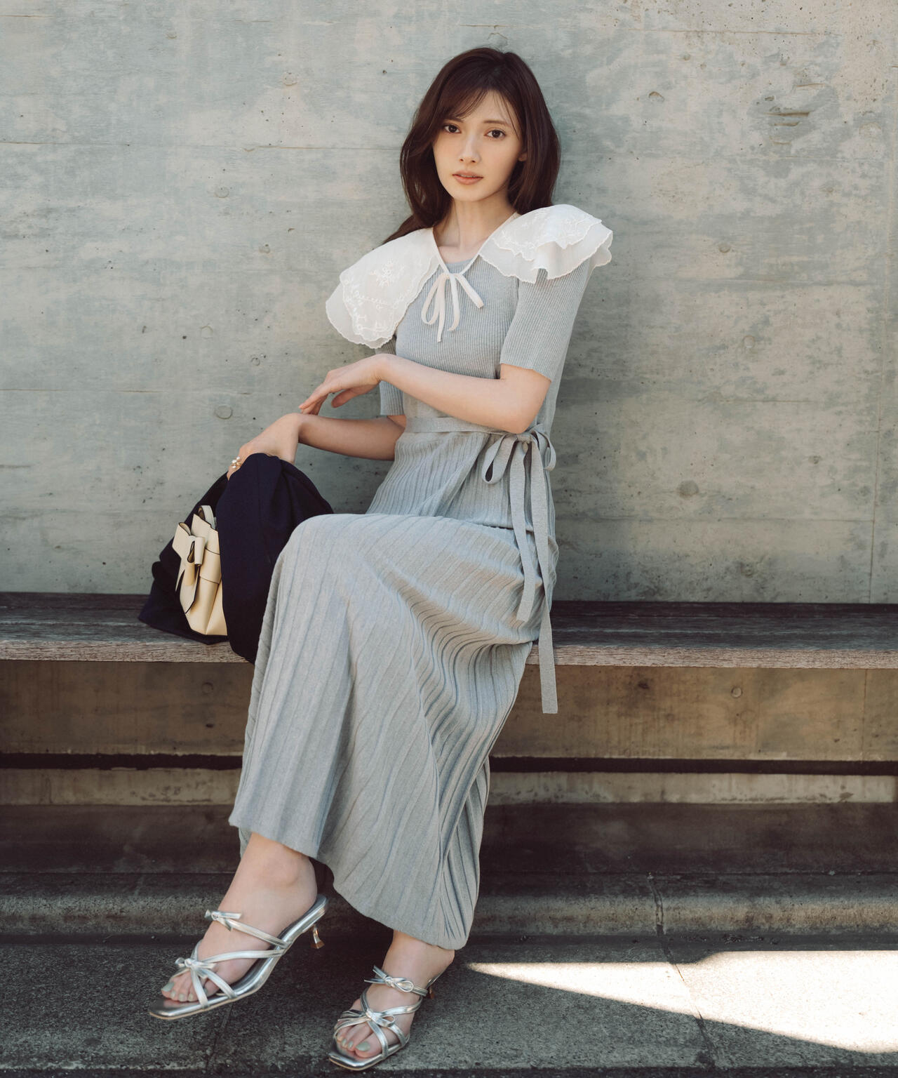 《EDIT COLOGNE》レースカラー2wayニットワンピース