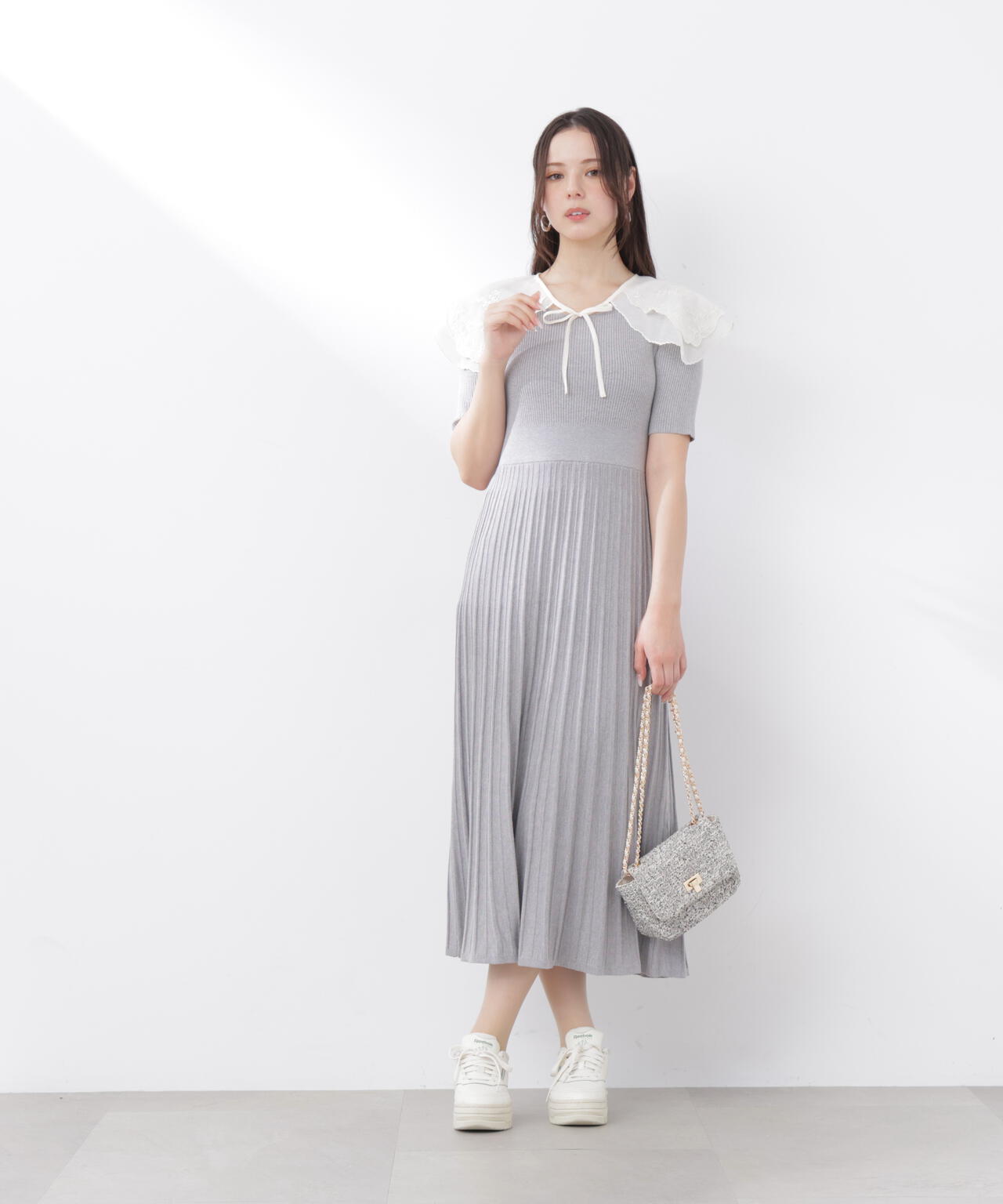 《EDIT COLOGNE》レースカラー2wayニットワンピース