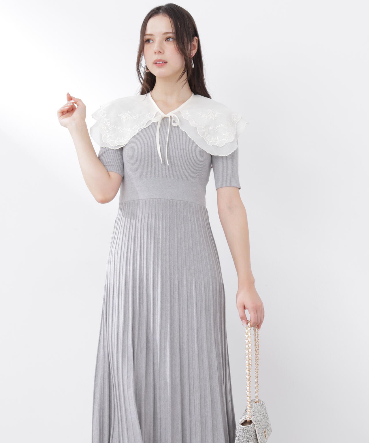 《EDIT COLOGNE》レースカラー2wayニットワンピース