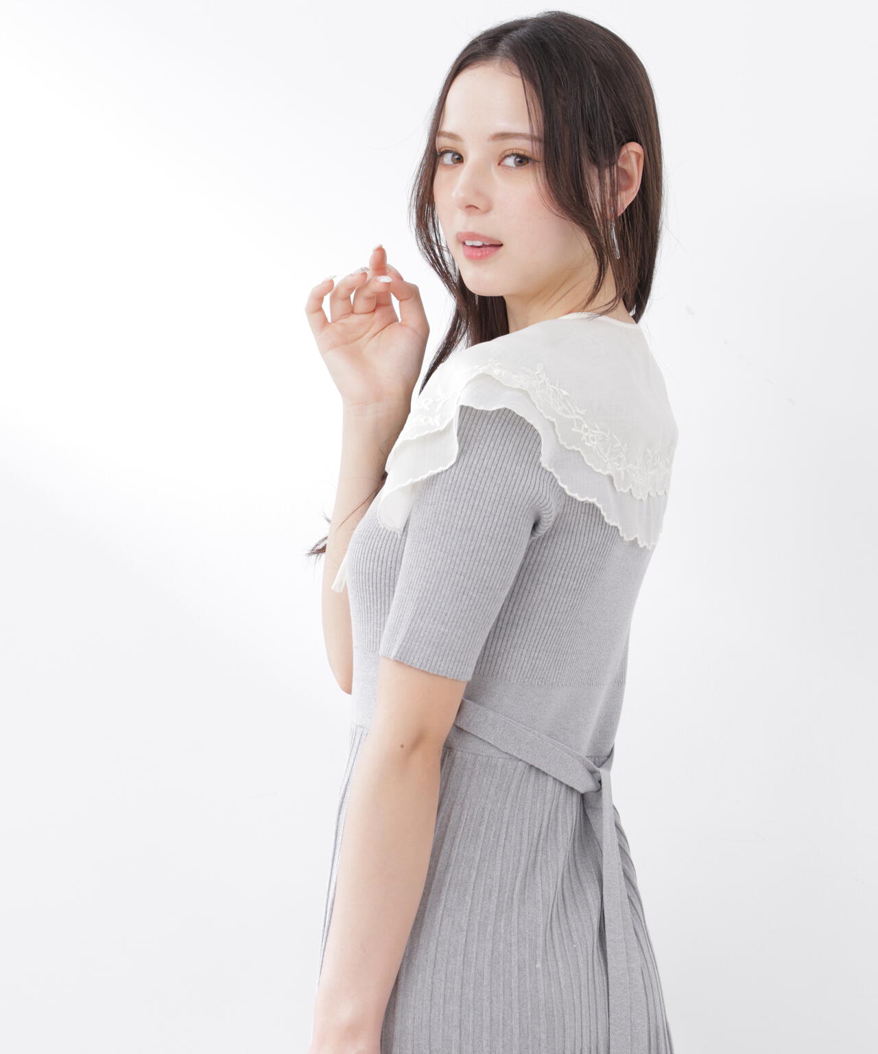 《EDIT COLOGNE》レースカラー2wayニットワンピース