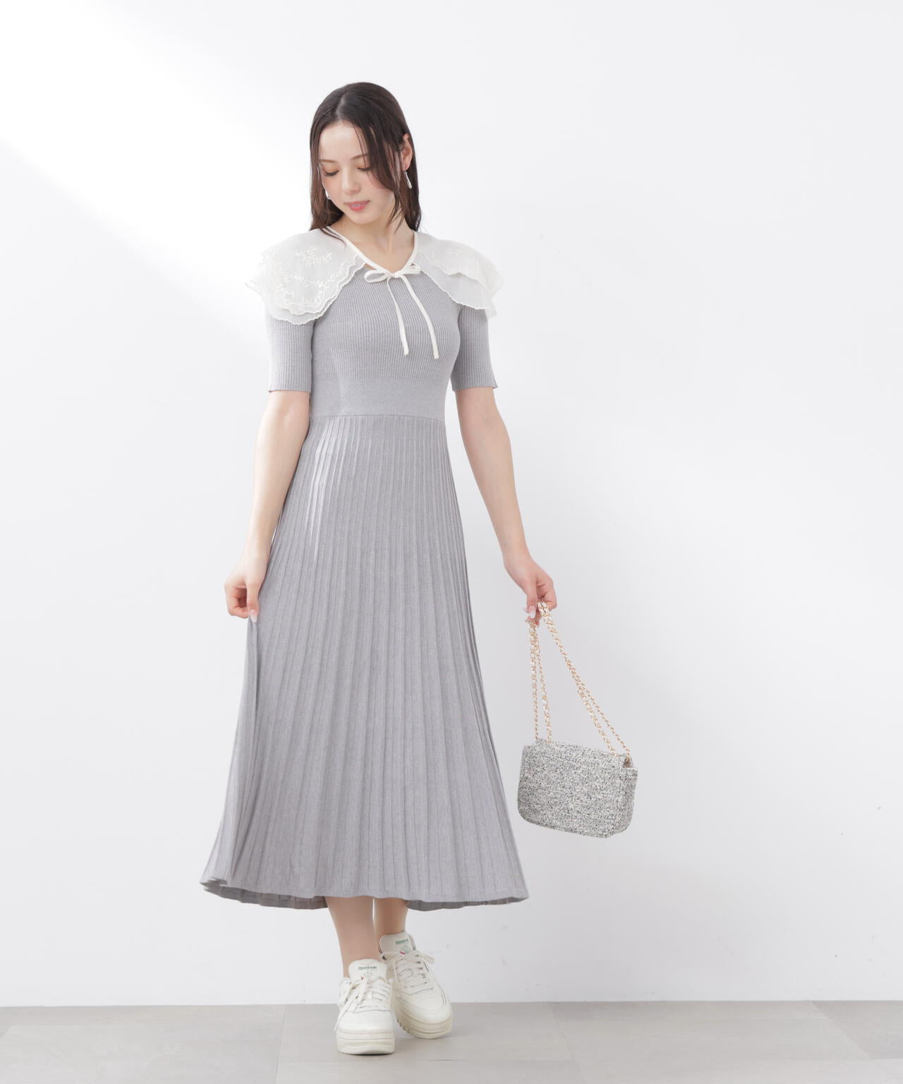 《EDIT COLOGNE》レースカラー2wayニットワンピース