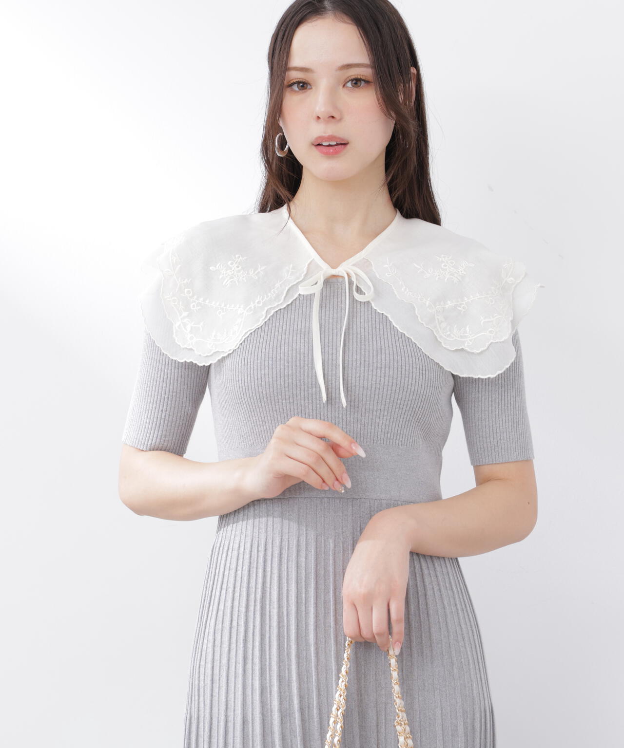 《EDIT COLOGNE》レースカラー2wayニットワンピース