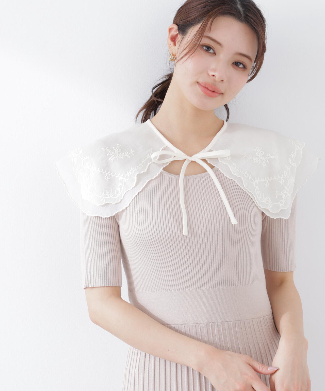 《EDIT COLOGNE》レースカラー2wayニットワンピース