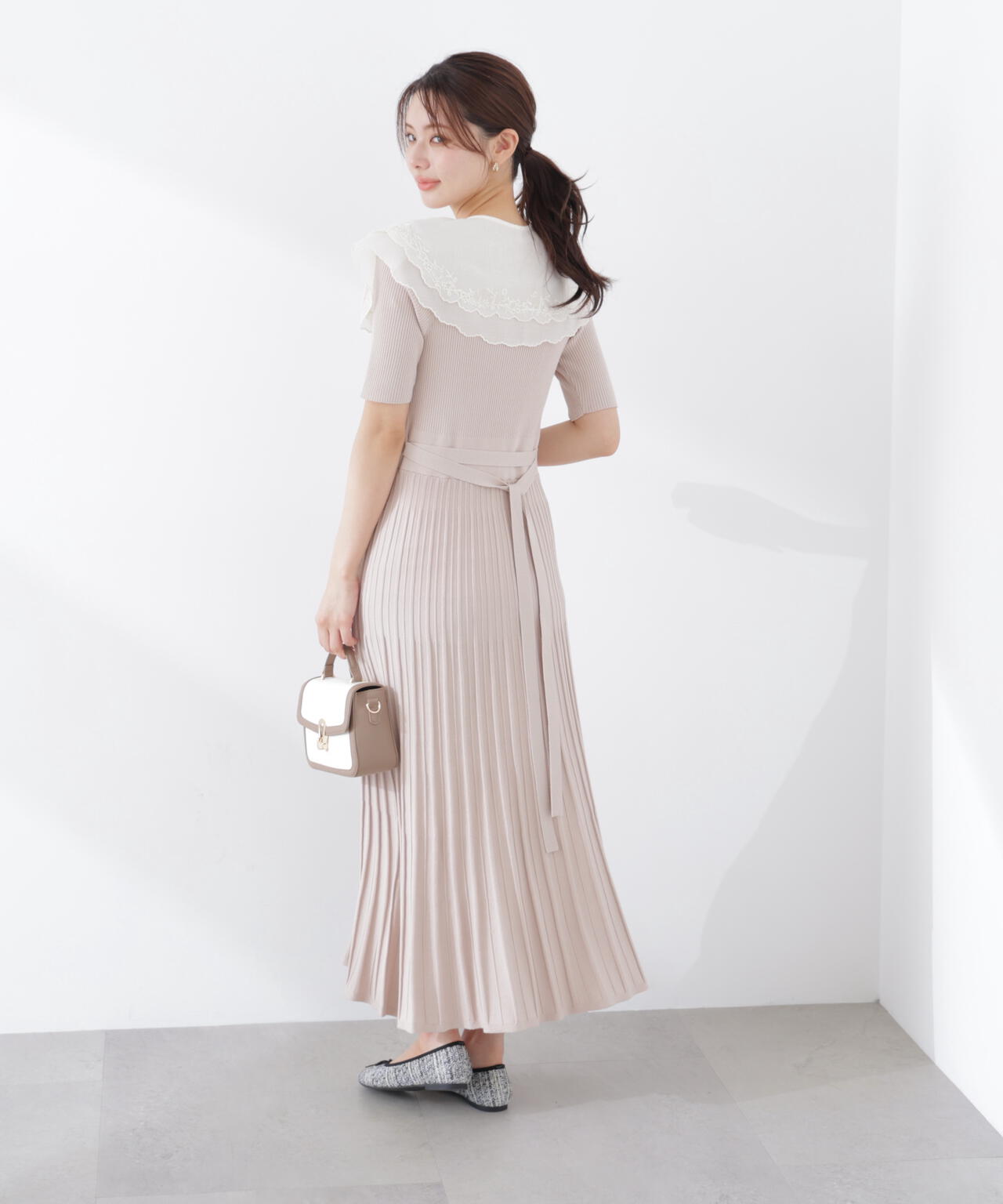 《EDIT COLOGNE》レースカラー2wayニットワンピース