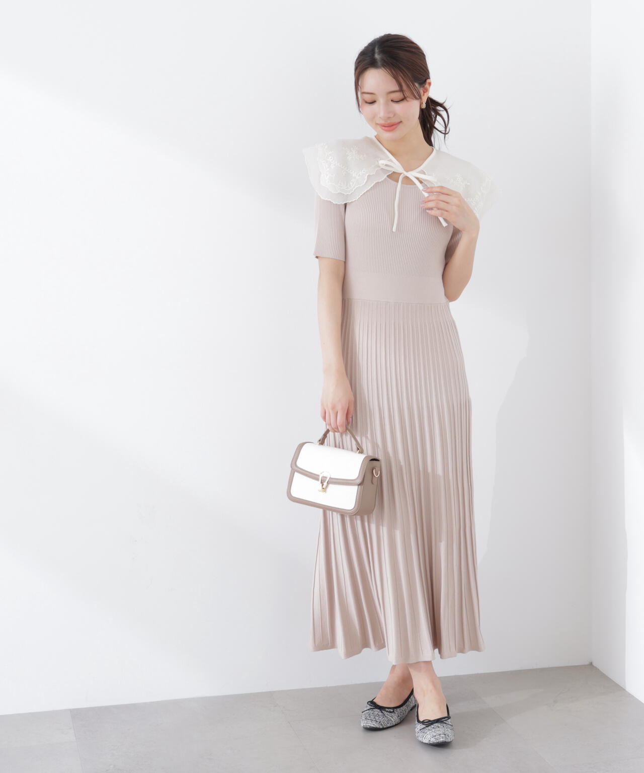 《EDIT COLOGNE》レースカラー2wayニットワンピース