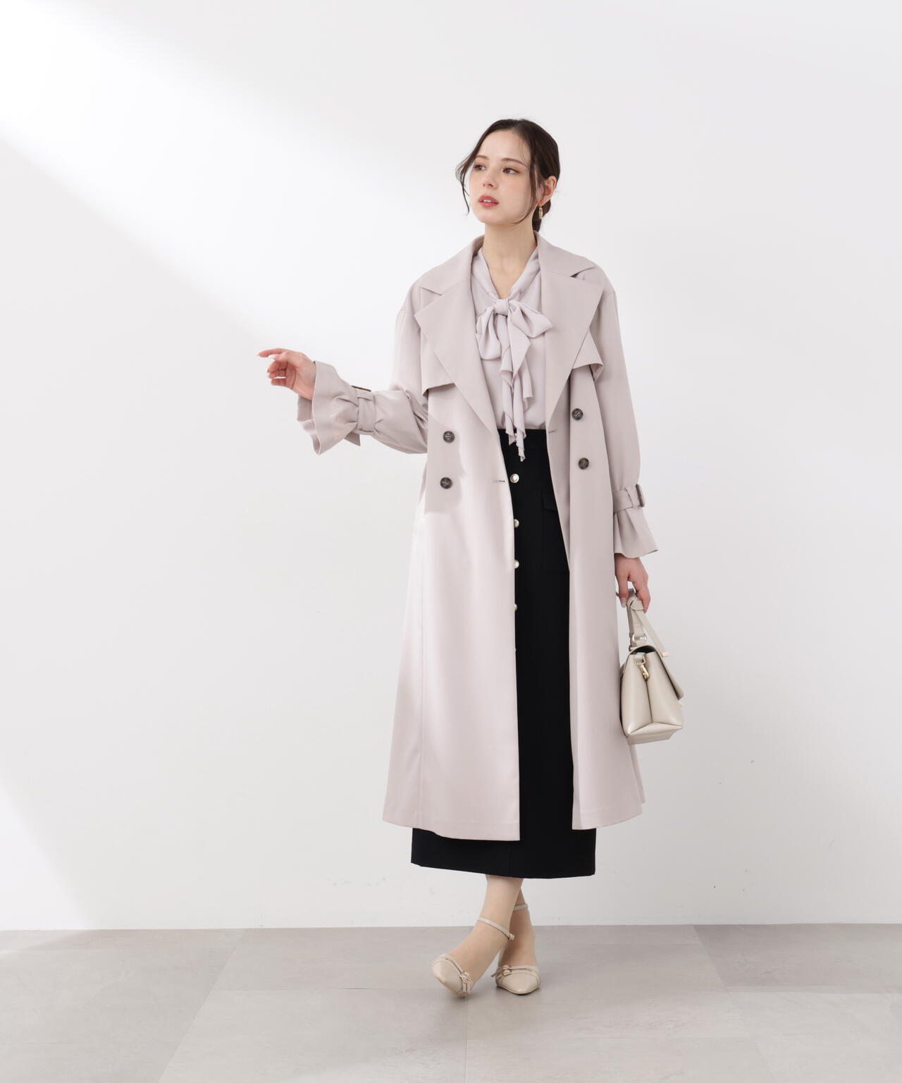 <防シワ/花粉リリース>ベーシックトレンチコート