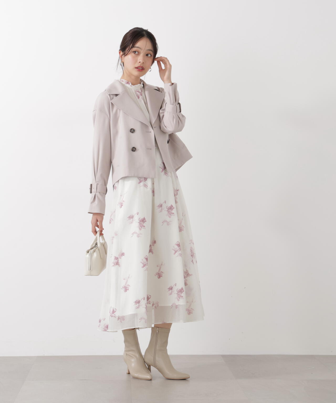 <防シワ/花粉リリース>ショートトレンチコート