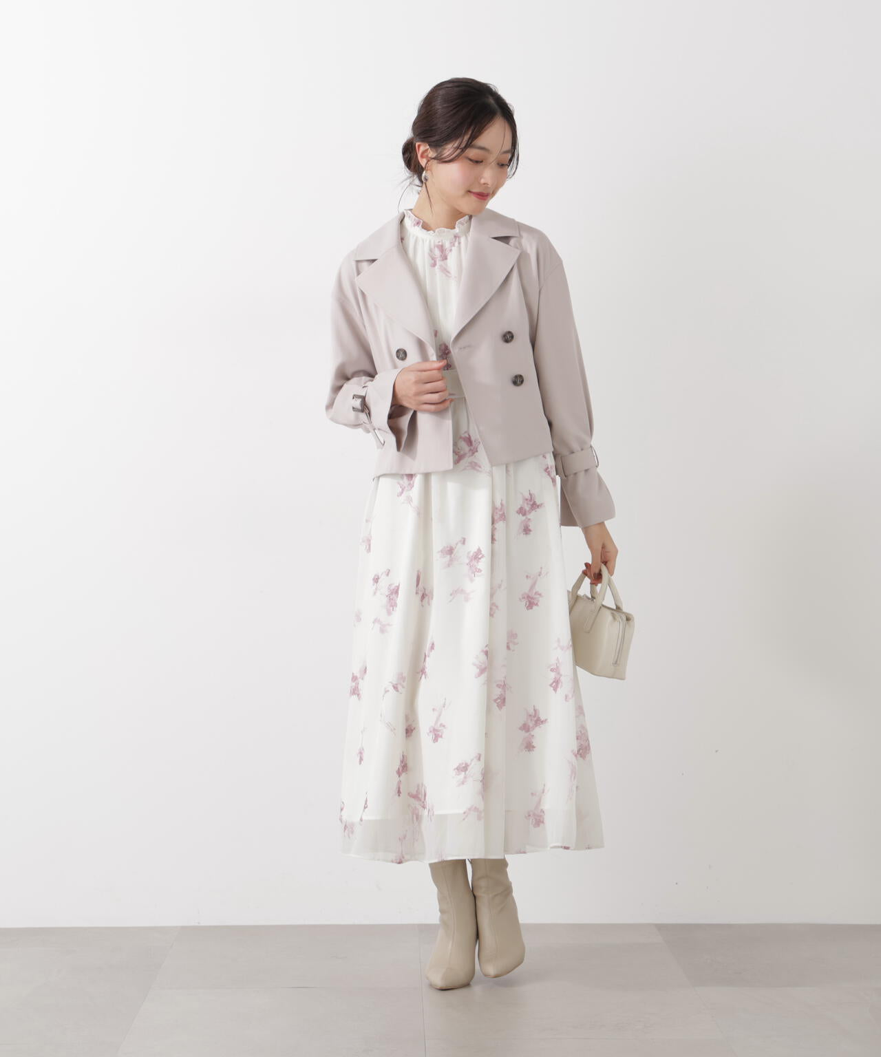<防シワ/花粉リリース>ショートトレンチコート