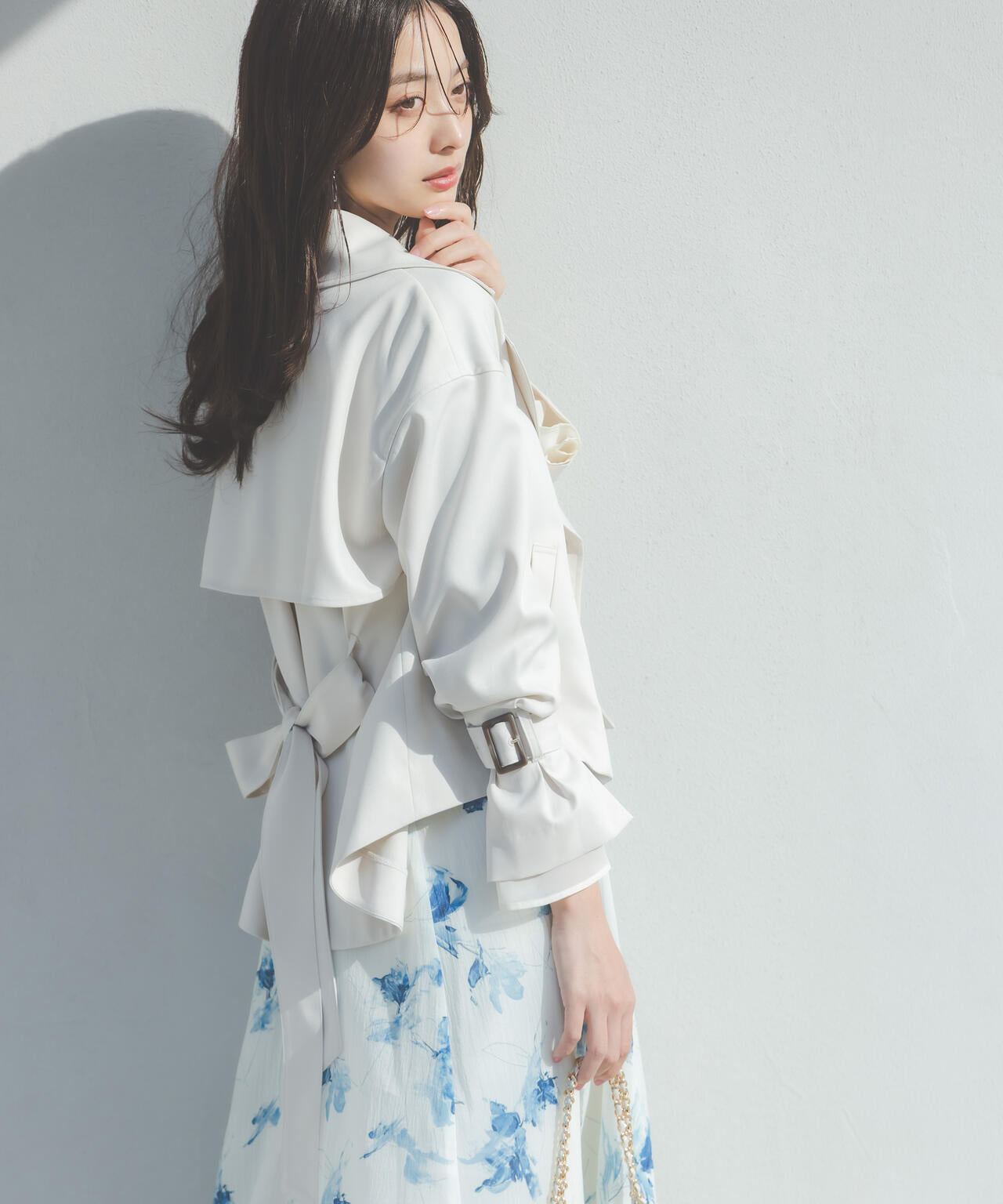 <防シワ/花粉リリース>ショートトレンチコート