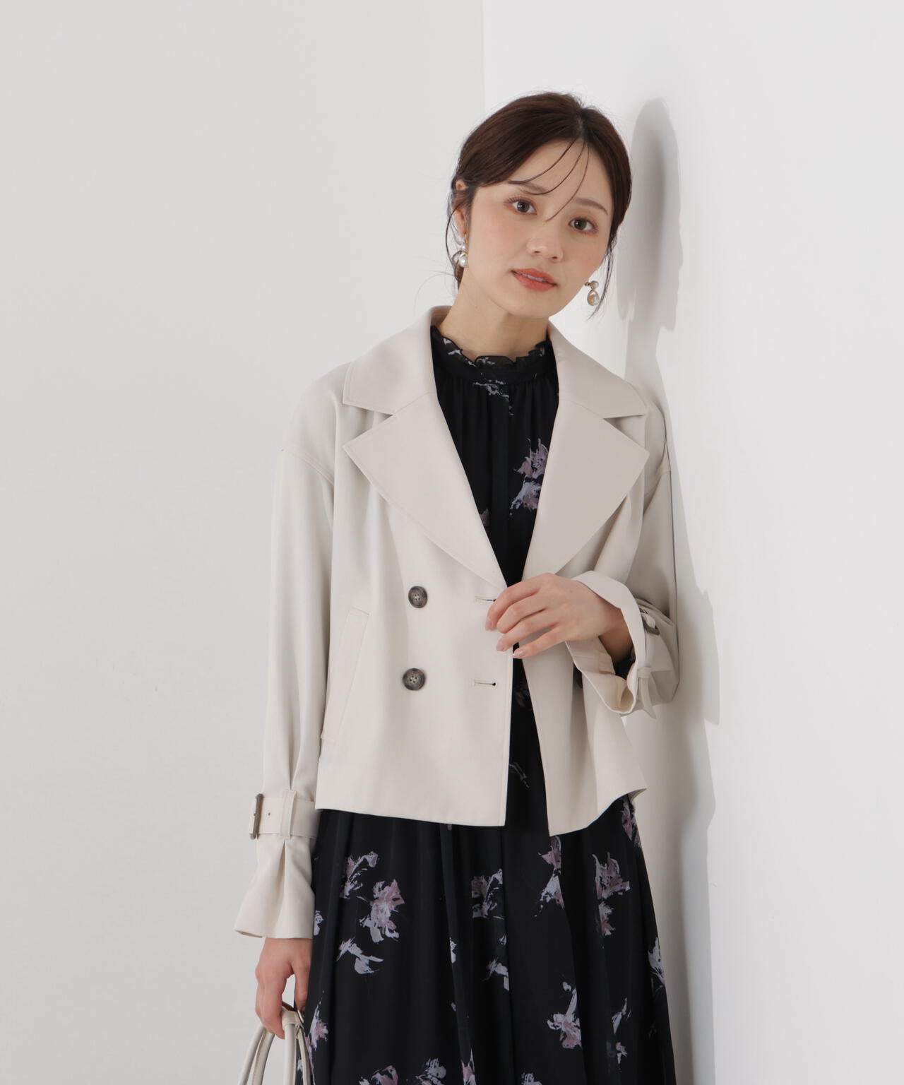 <防シワ/花粉リリース>ショートトレンチコート