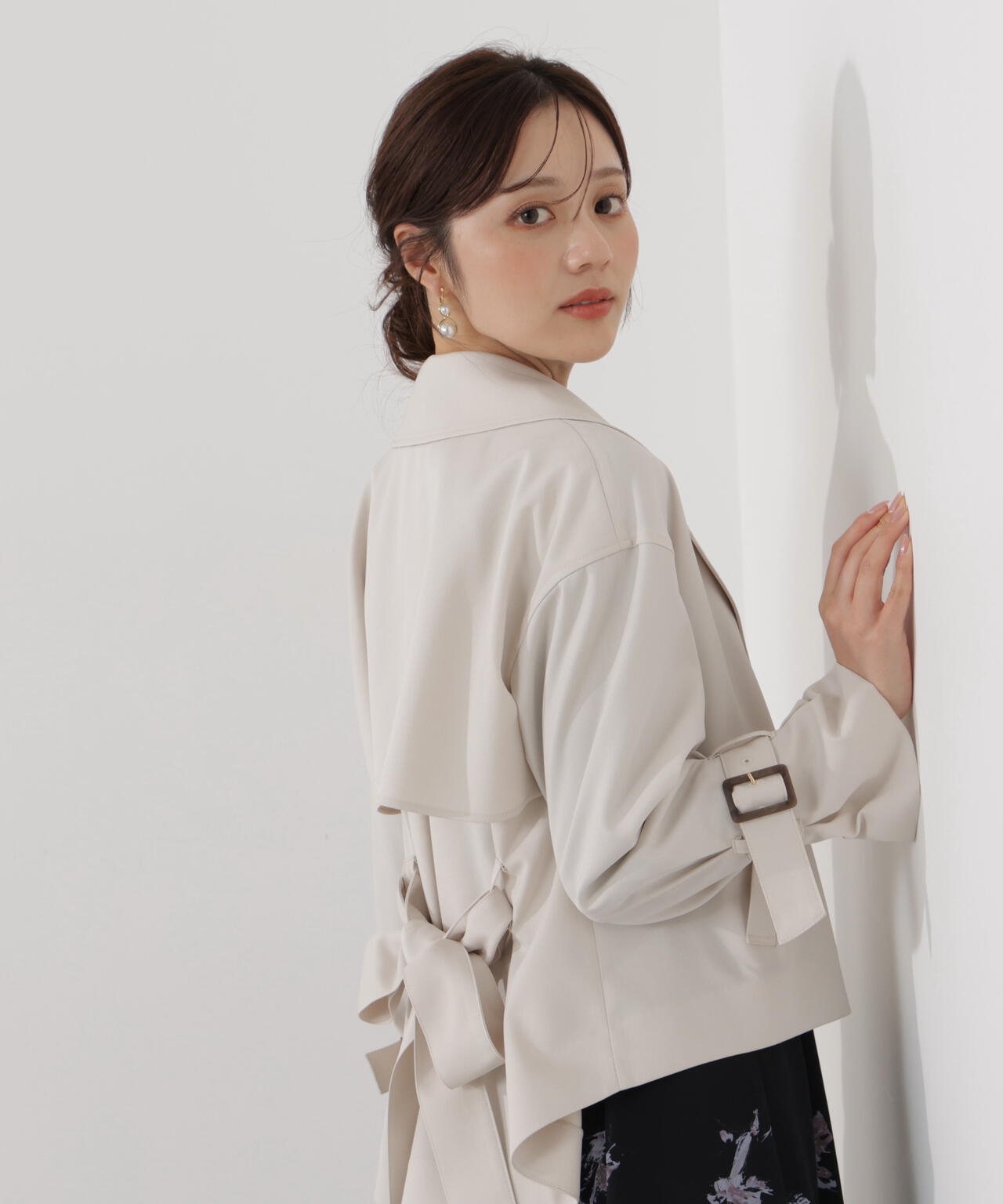 <防シワ/花粉リリース>ショートトレンチコート
