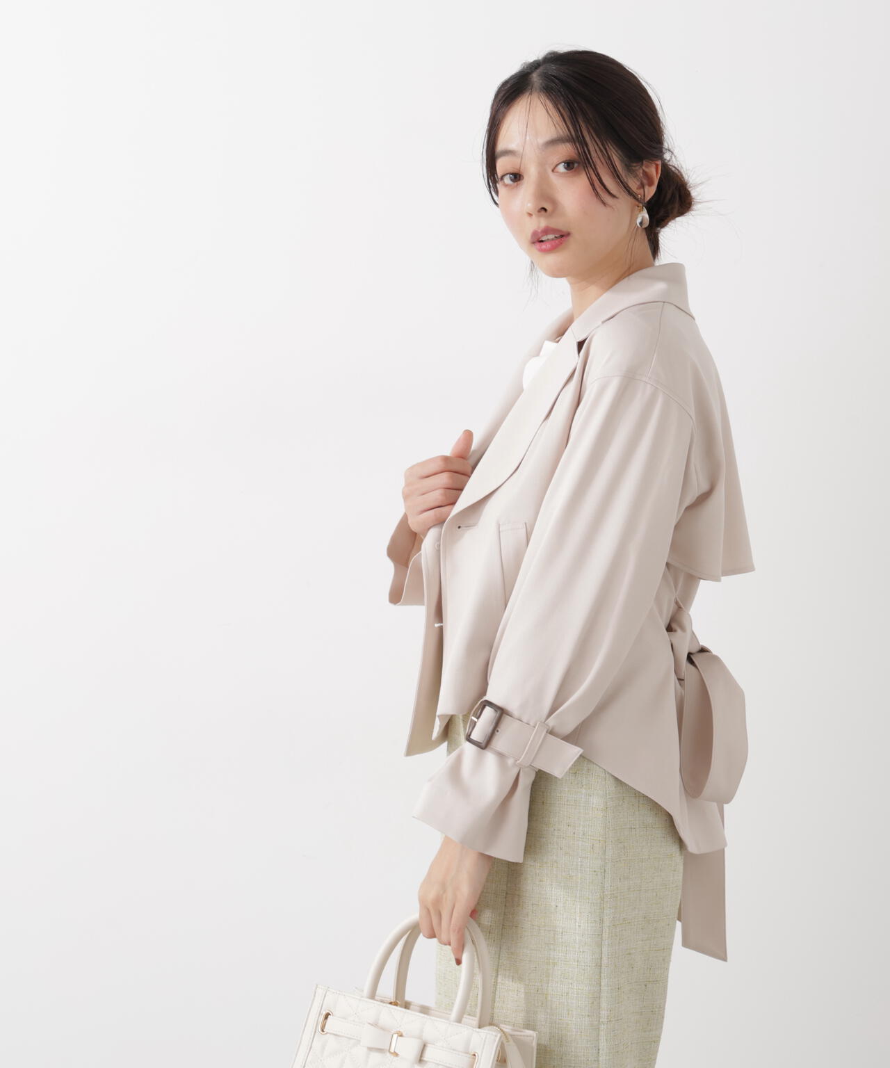 <防シワ/花粉リリース>ショートトレンチコート