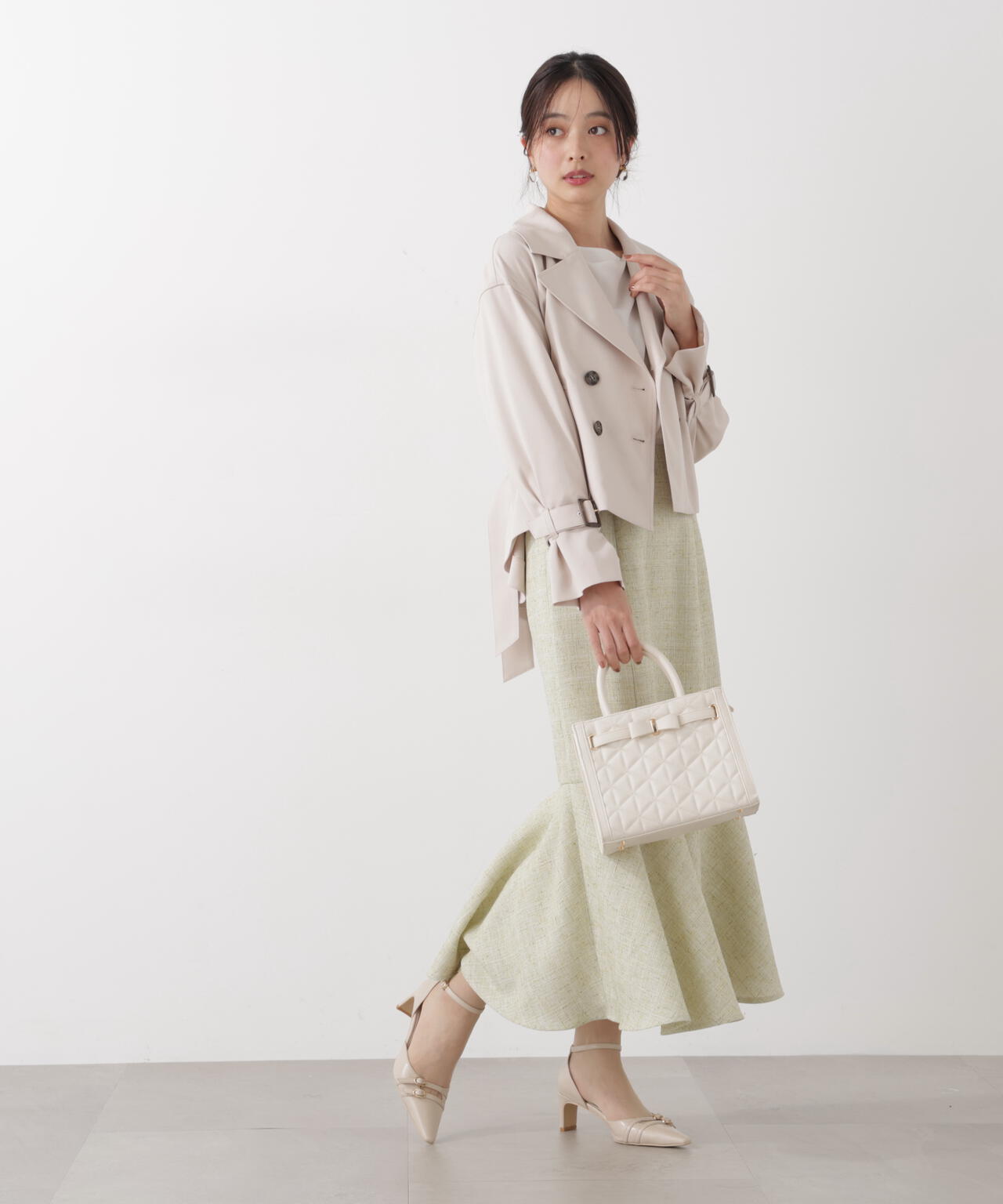 <防シワ/花粉リリース>ショートトレンチコート