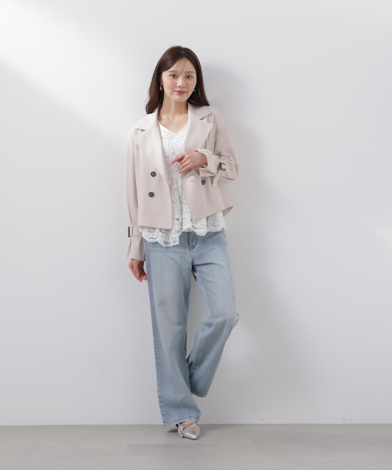 <防シワ/花粉リリース>ショートトレンチコート