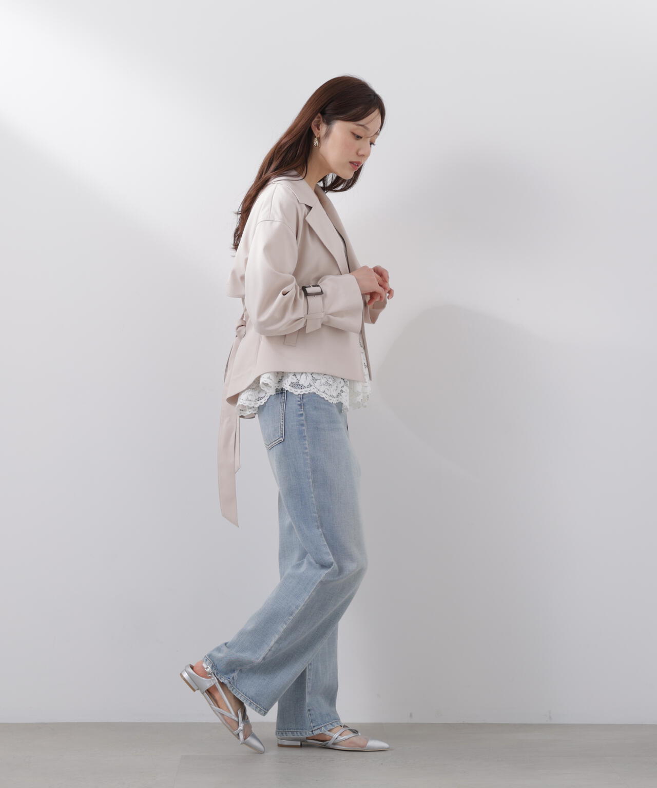 <防シワ/花粉リリース>ショートトレンチコート