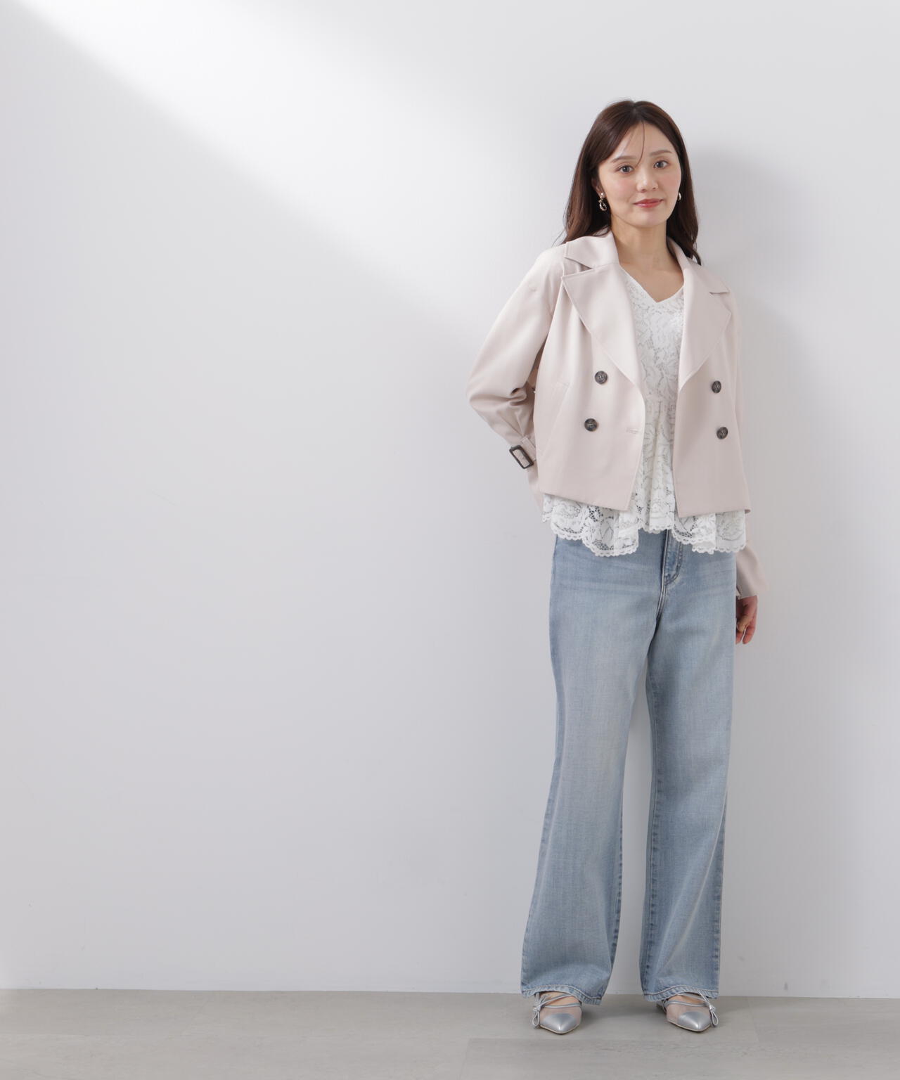 <防シワ/花粉リリース>ショートトレンチコート
