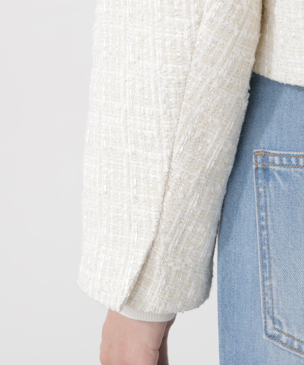 ノーカラーツイードジャケット