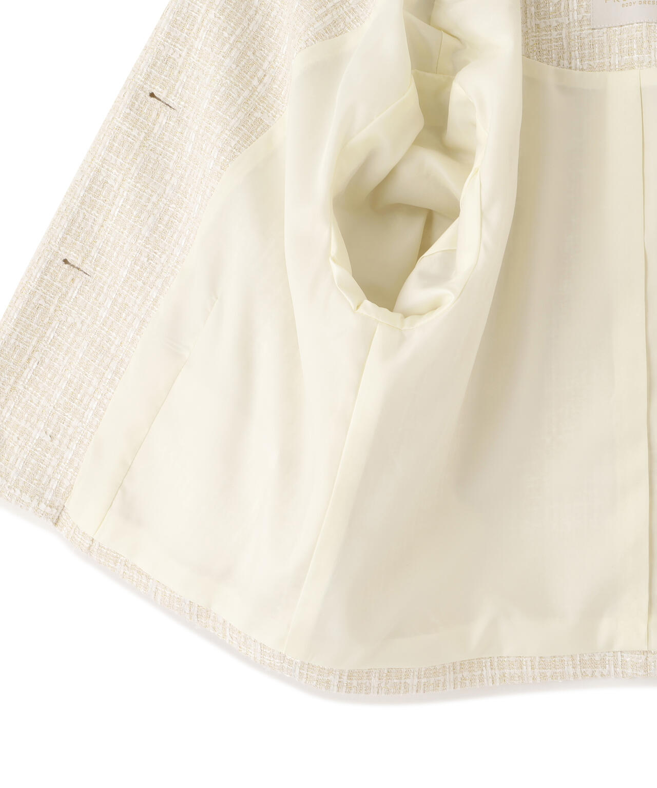 ノーカラーツイードジャケット