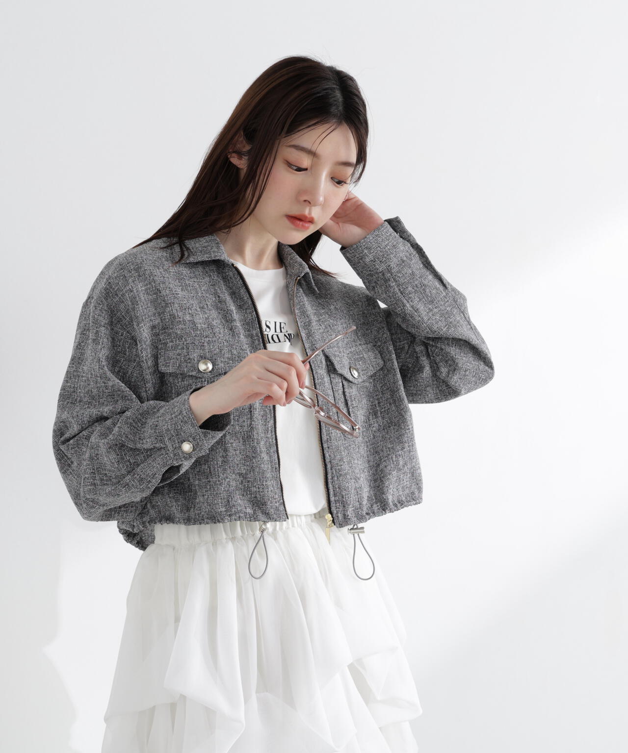 スプリングツイードブルゾン