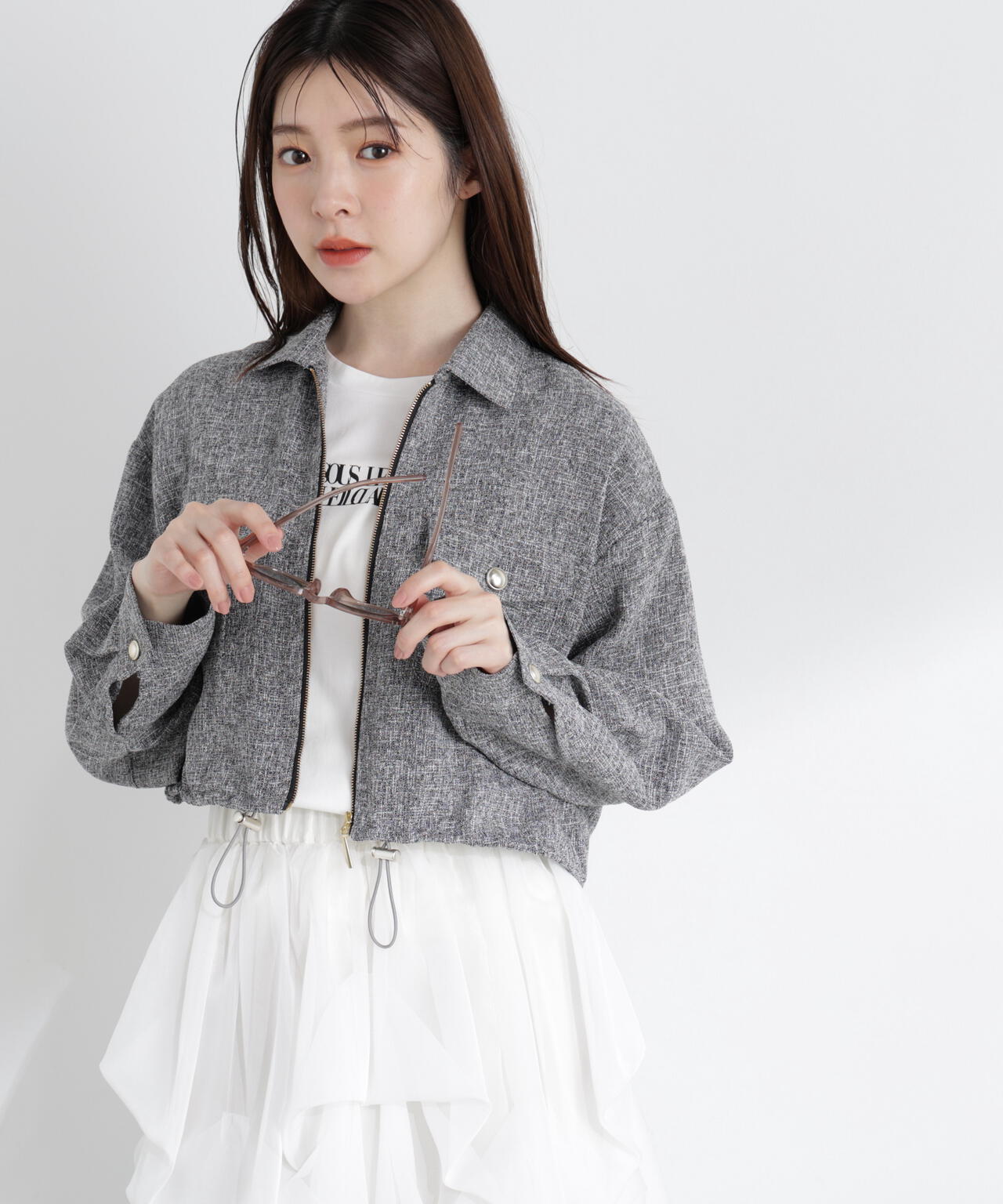 スプリングツイードブルゾン