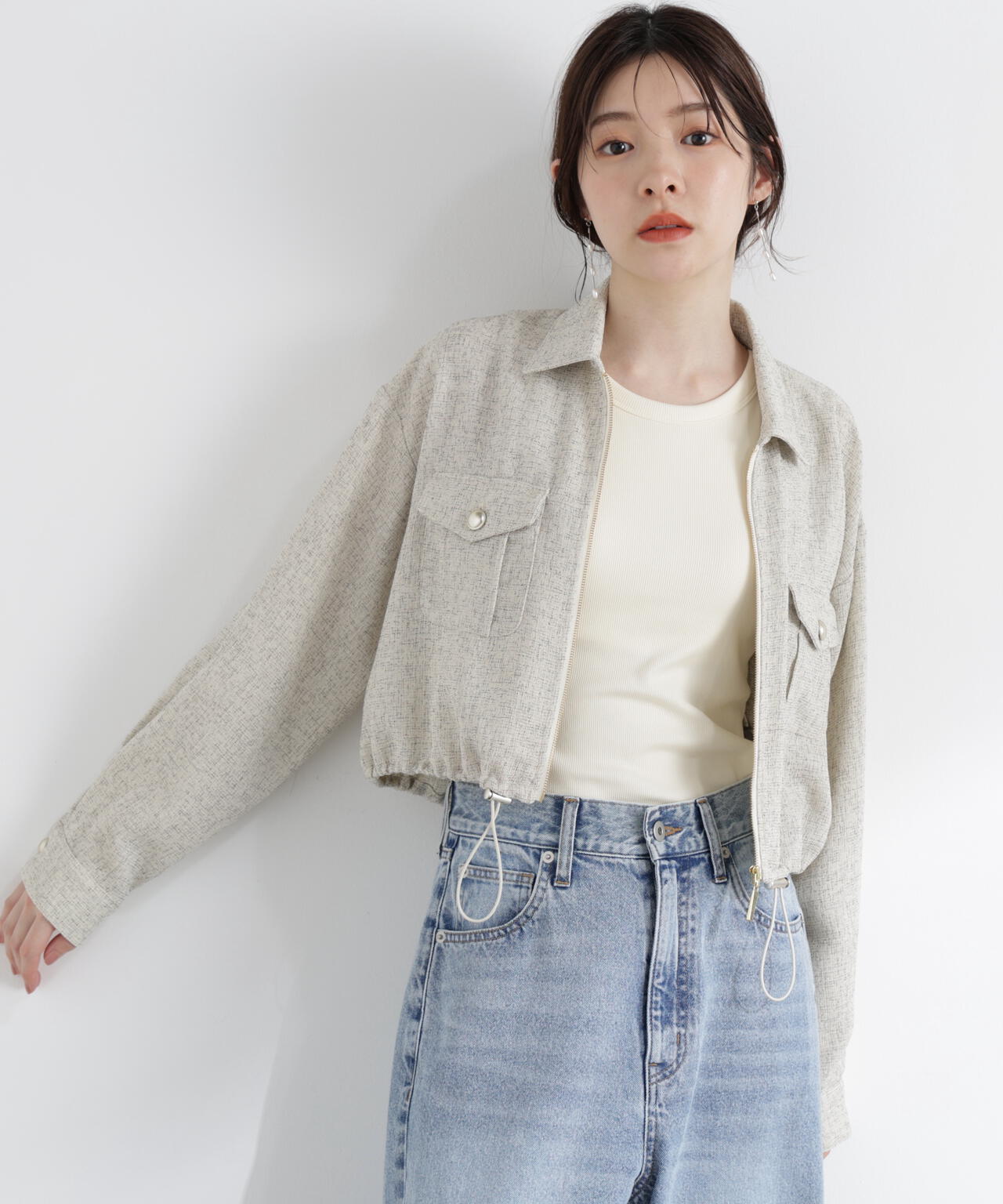 スプリングツイードブルゾン