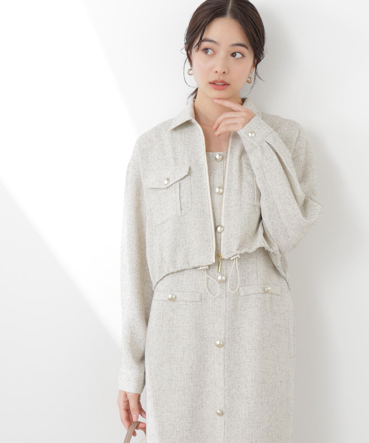 スプリングツイードブルゾン