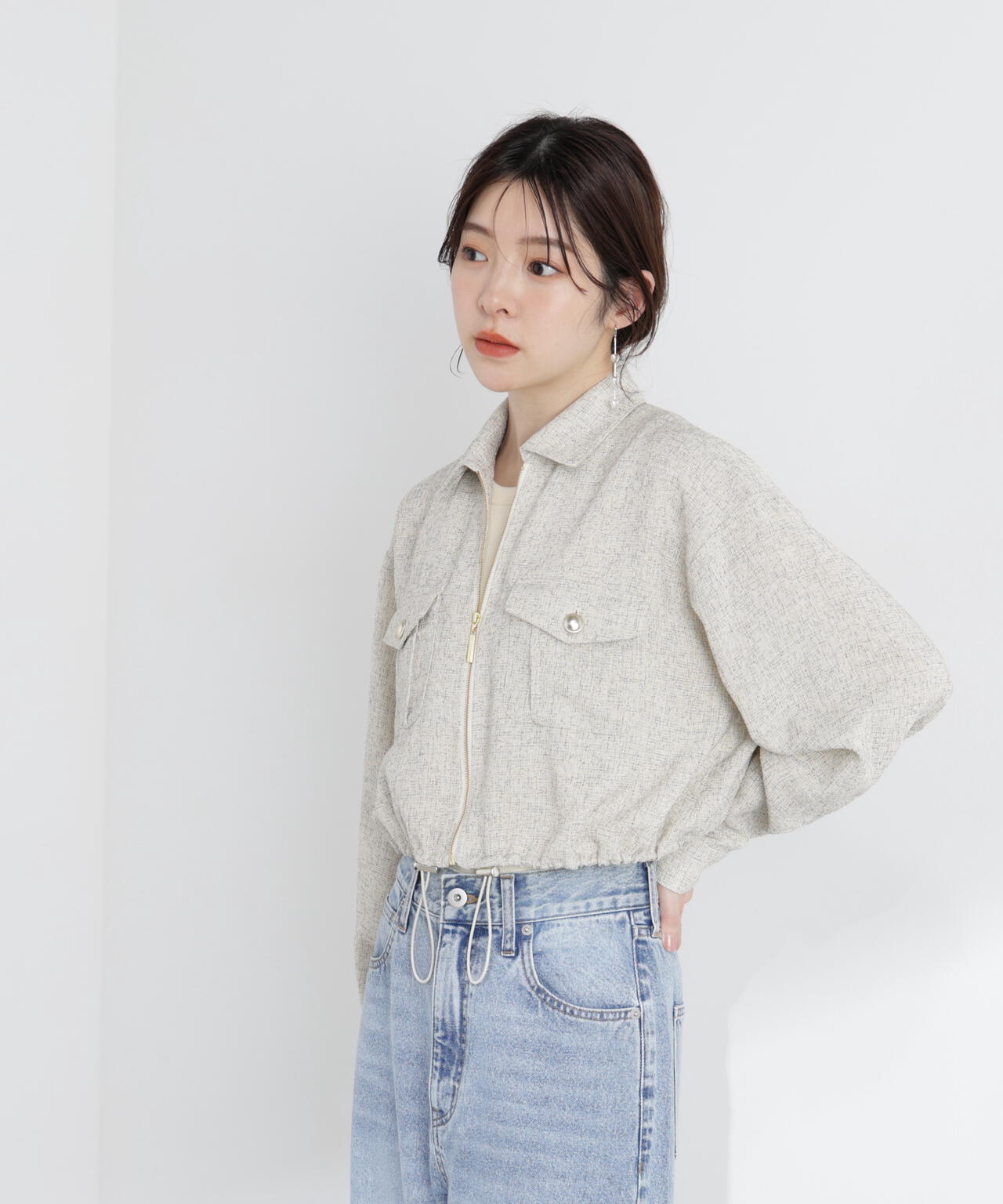 スプリングツイードブルゾン