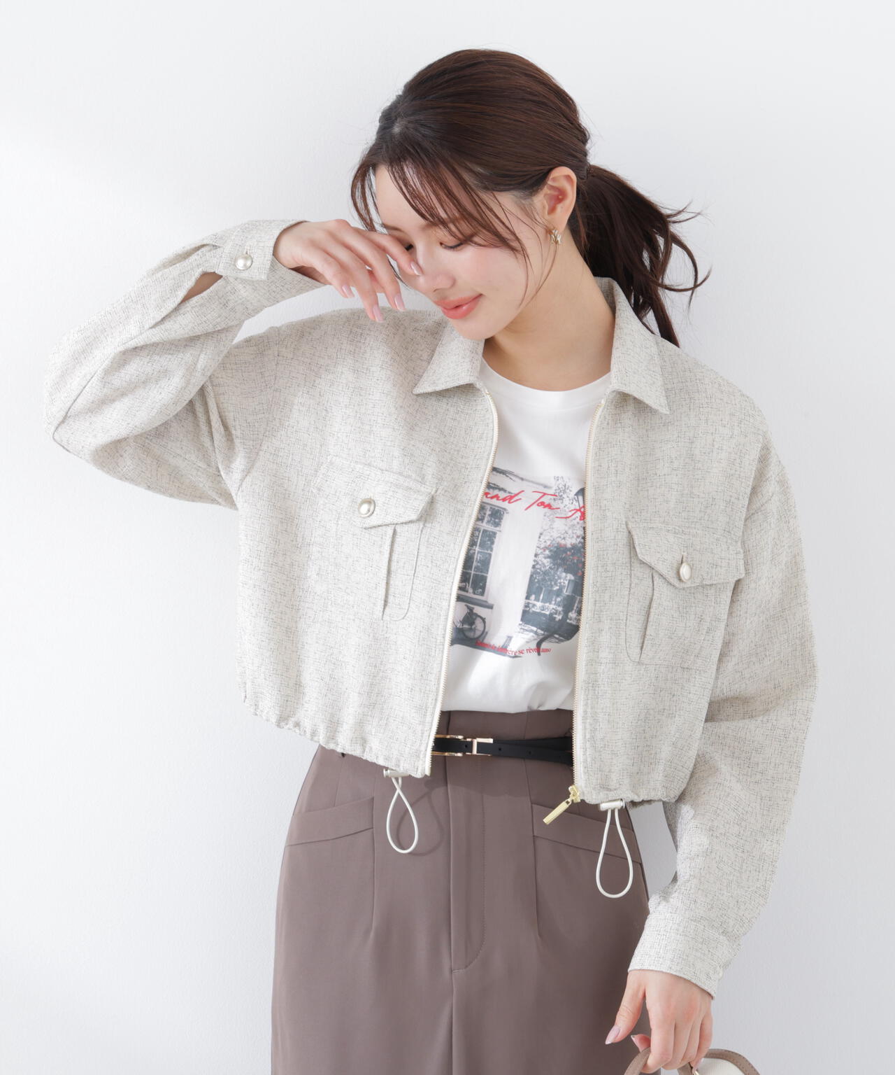 スプリングツイードブルゾン