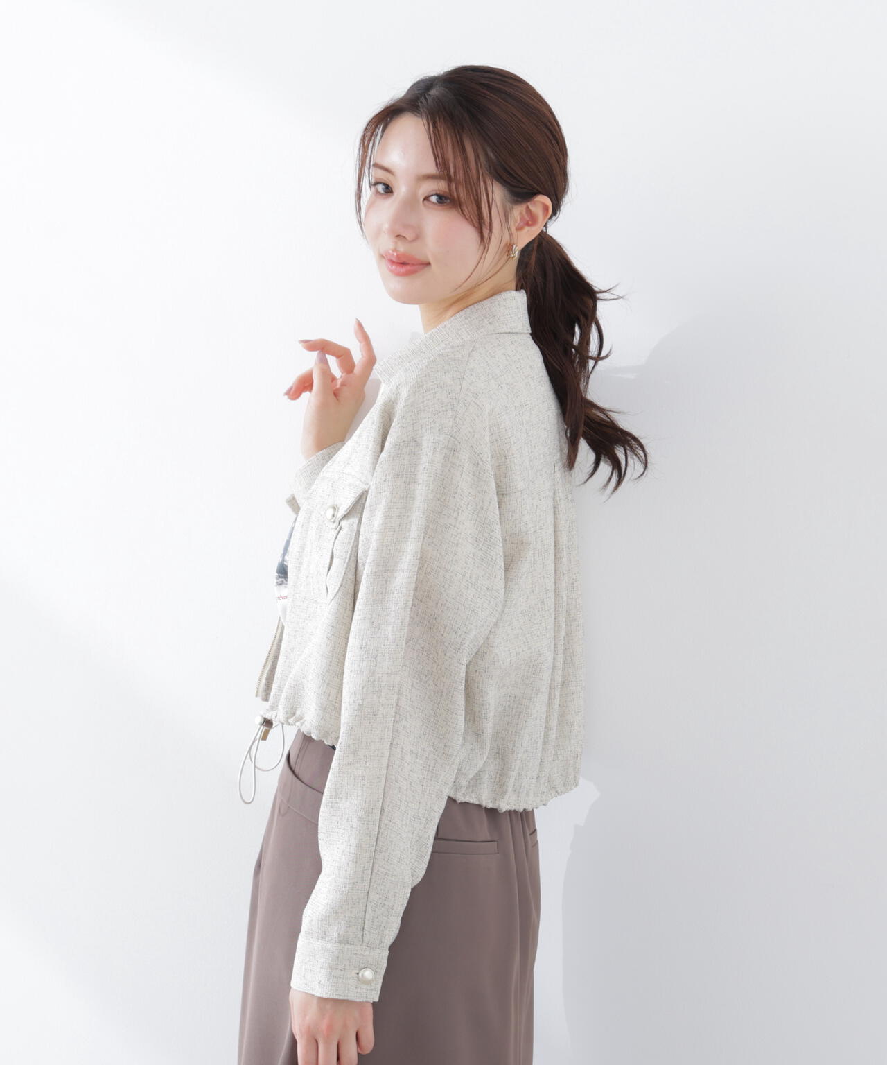 スプリングツイードブルゾン