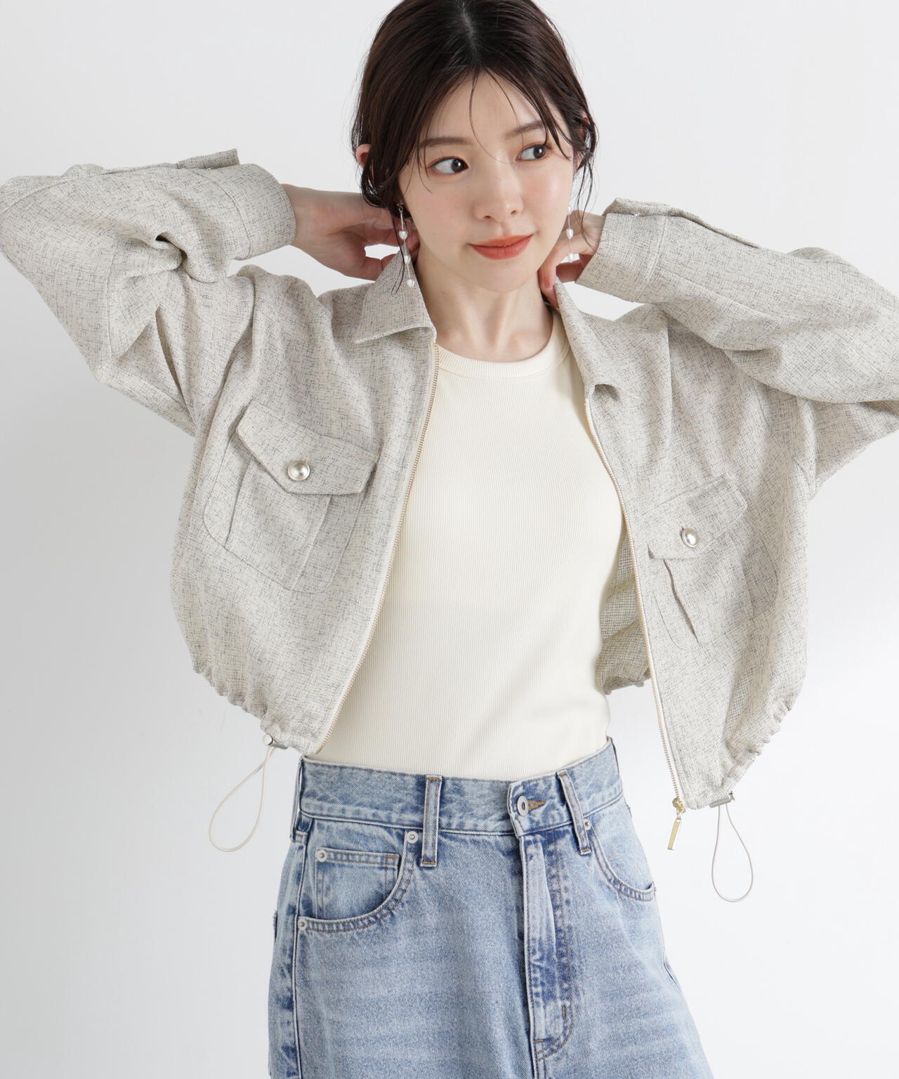 スプリングツイードブルゾン