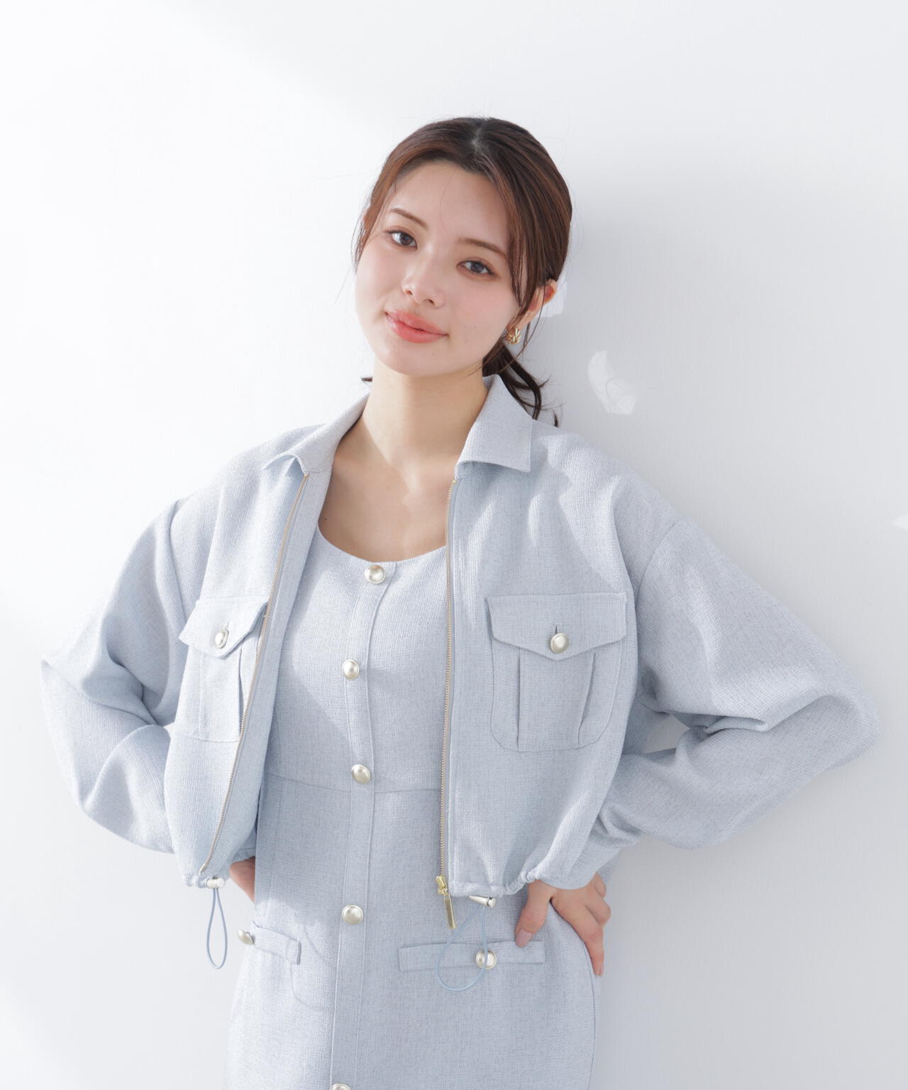 スプリングツイードブルゾン