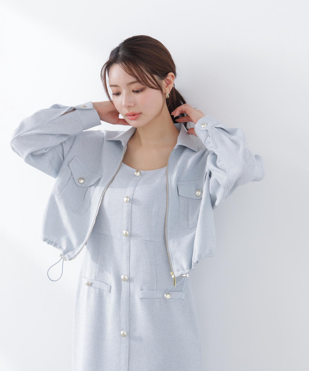 スプリングツイードブルゾン