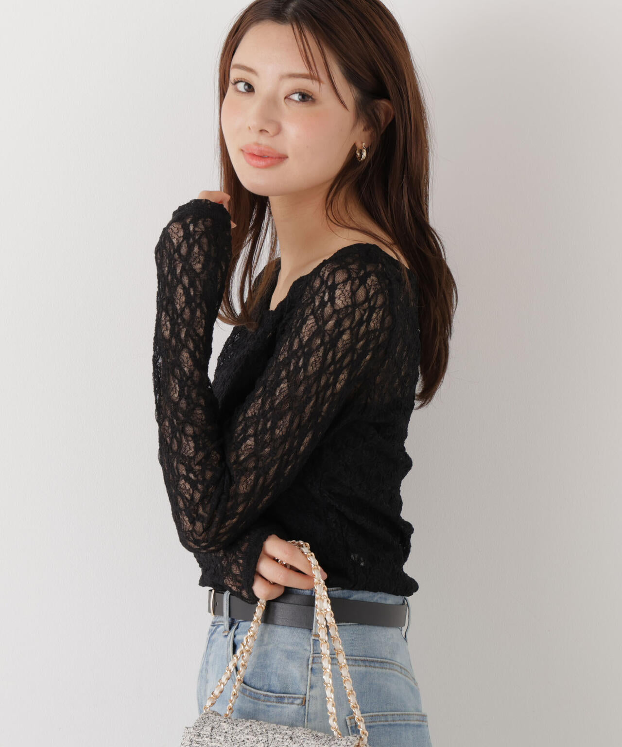 <ウォッシャブル>〈a/mie〉ストレッチレース