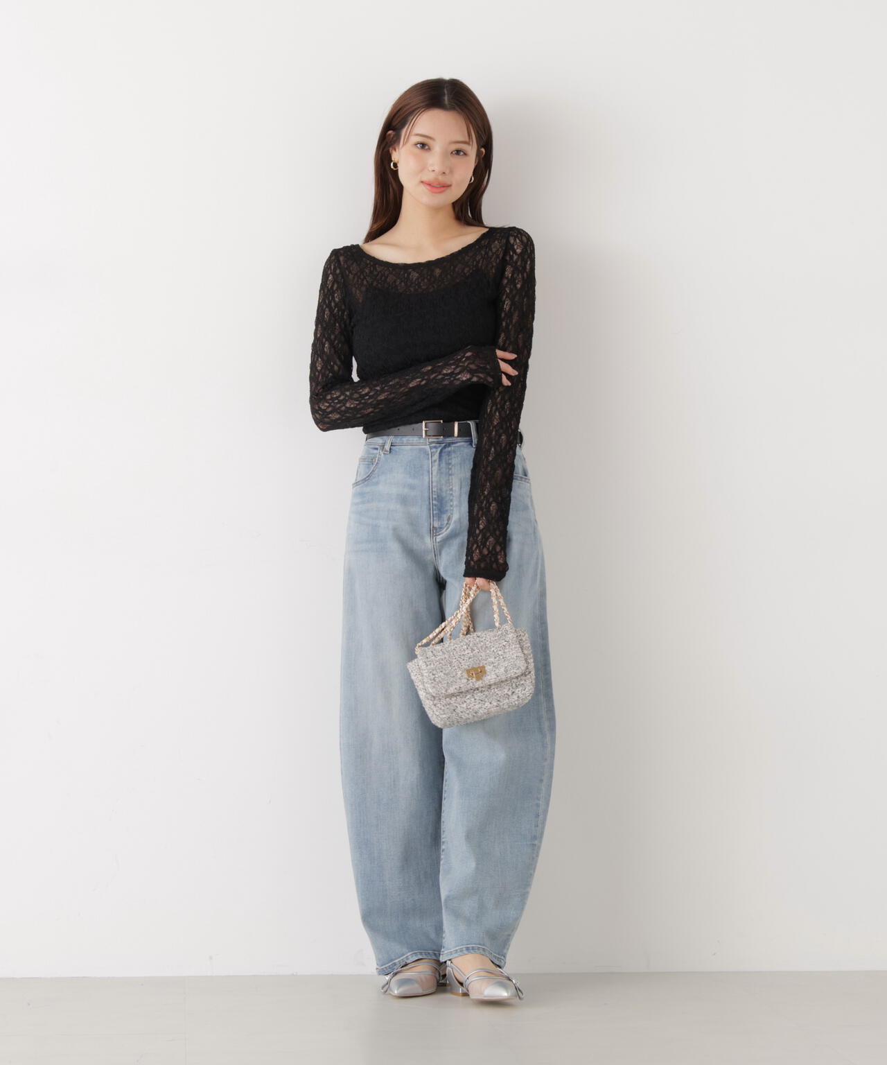 <ウォッシャブル>〈a/mie〉ストレッチレース