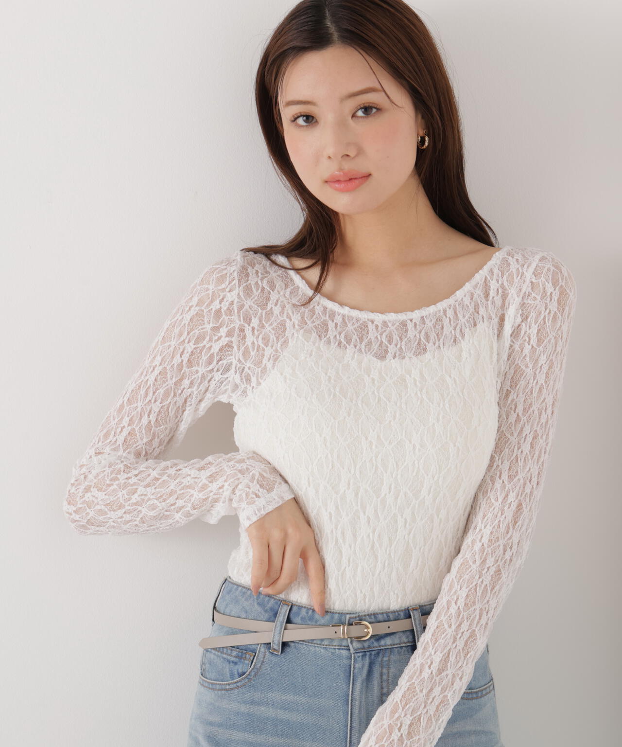 <ウォッシャブル>〈a/mie〉ストレッチレース