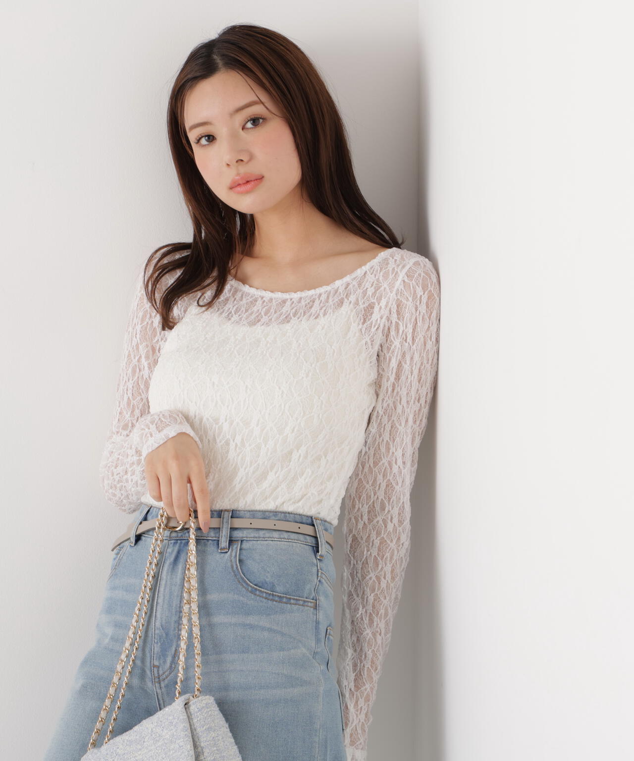 <ウォッシャブル>〈a/mie〉ストレッチレース