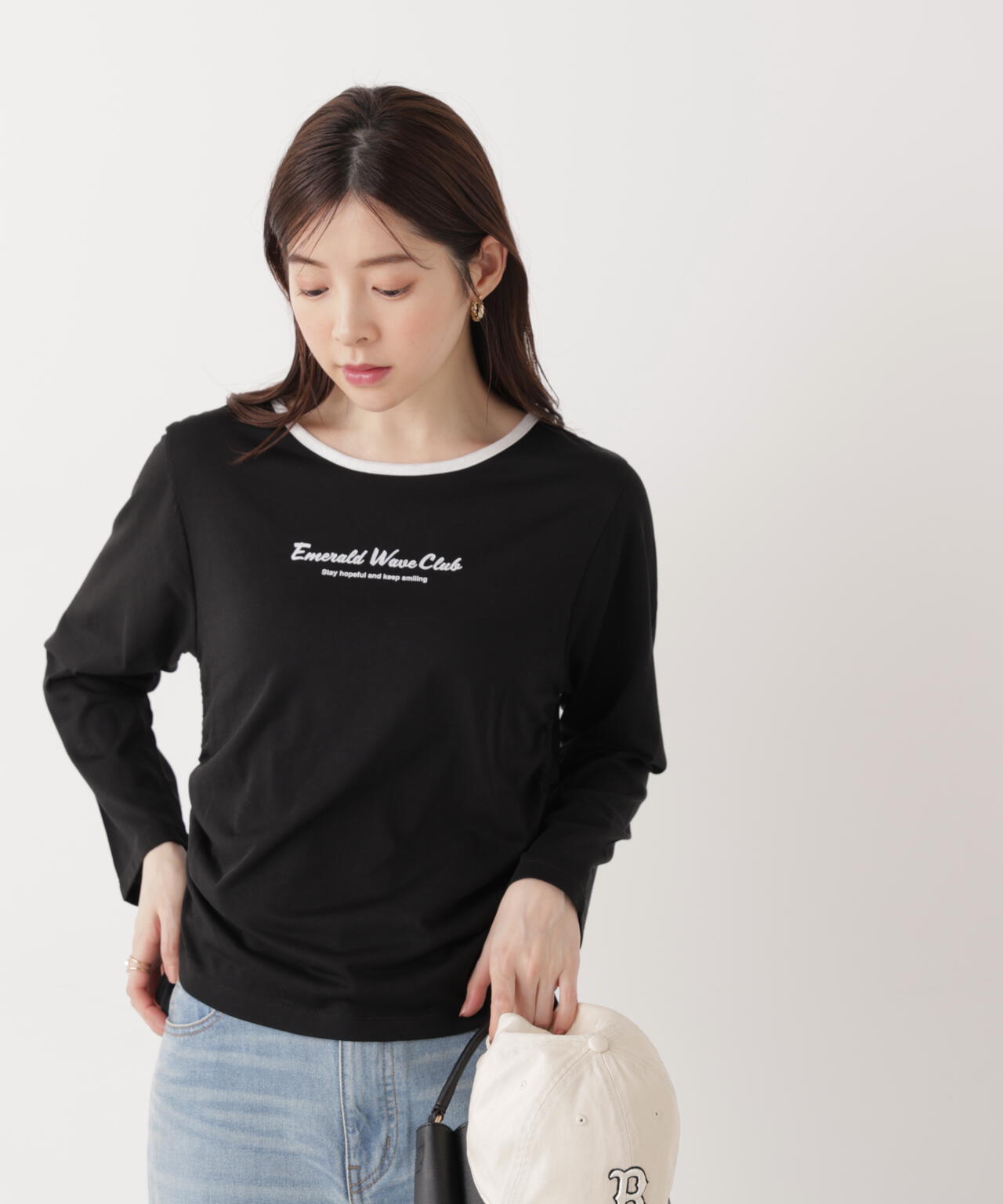 <ウォッシャブル>〈a/mie〉ドロストシアートップス