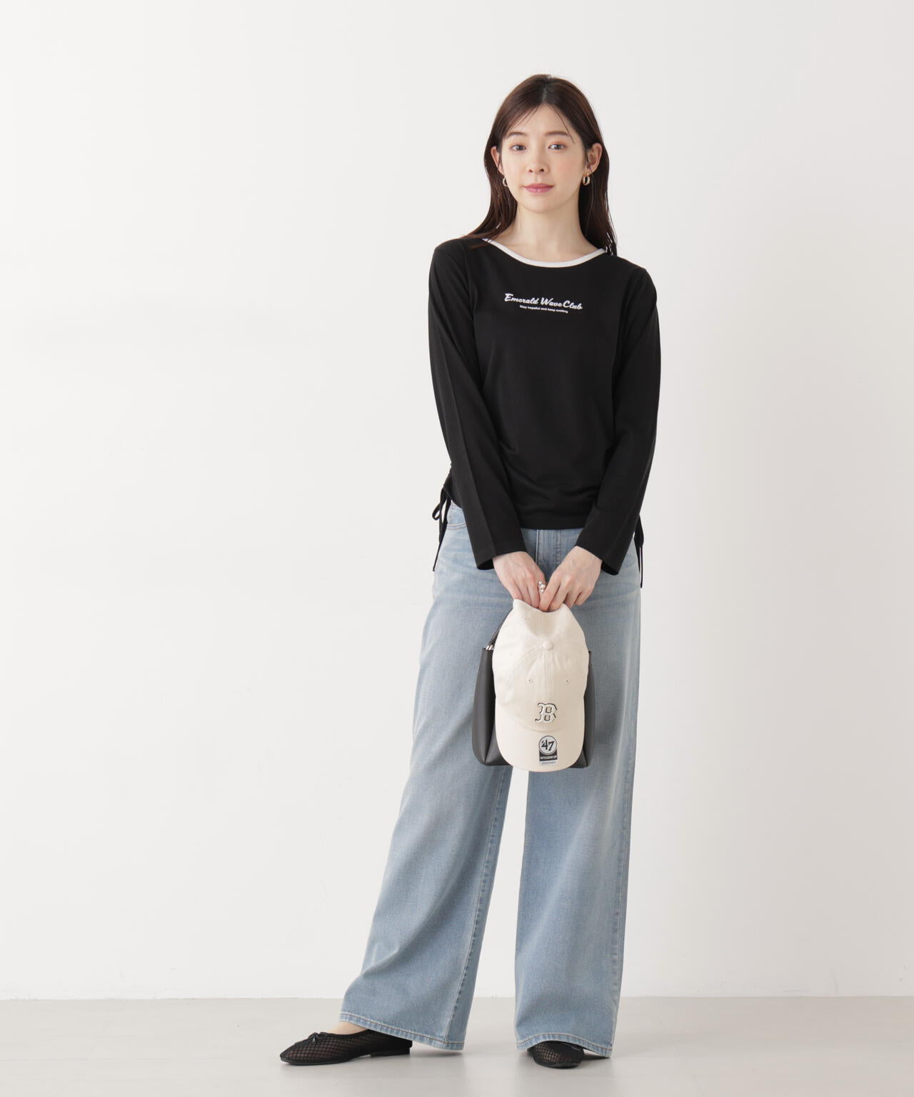<ウォッシャブル>〈a/mie〉ドロストシアートップス