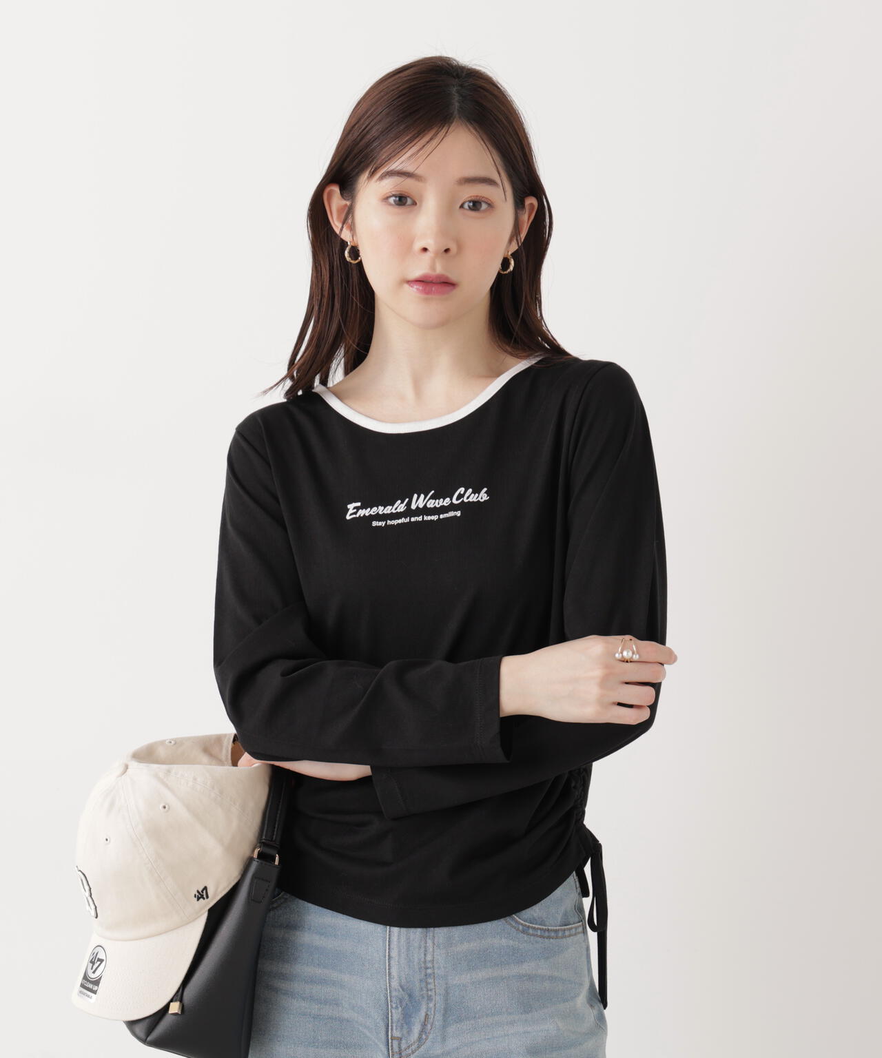 <ウォッシャブル>〈a/mie〉ドロストシアートップス