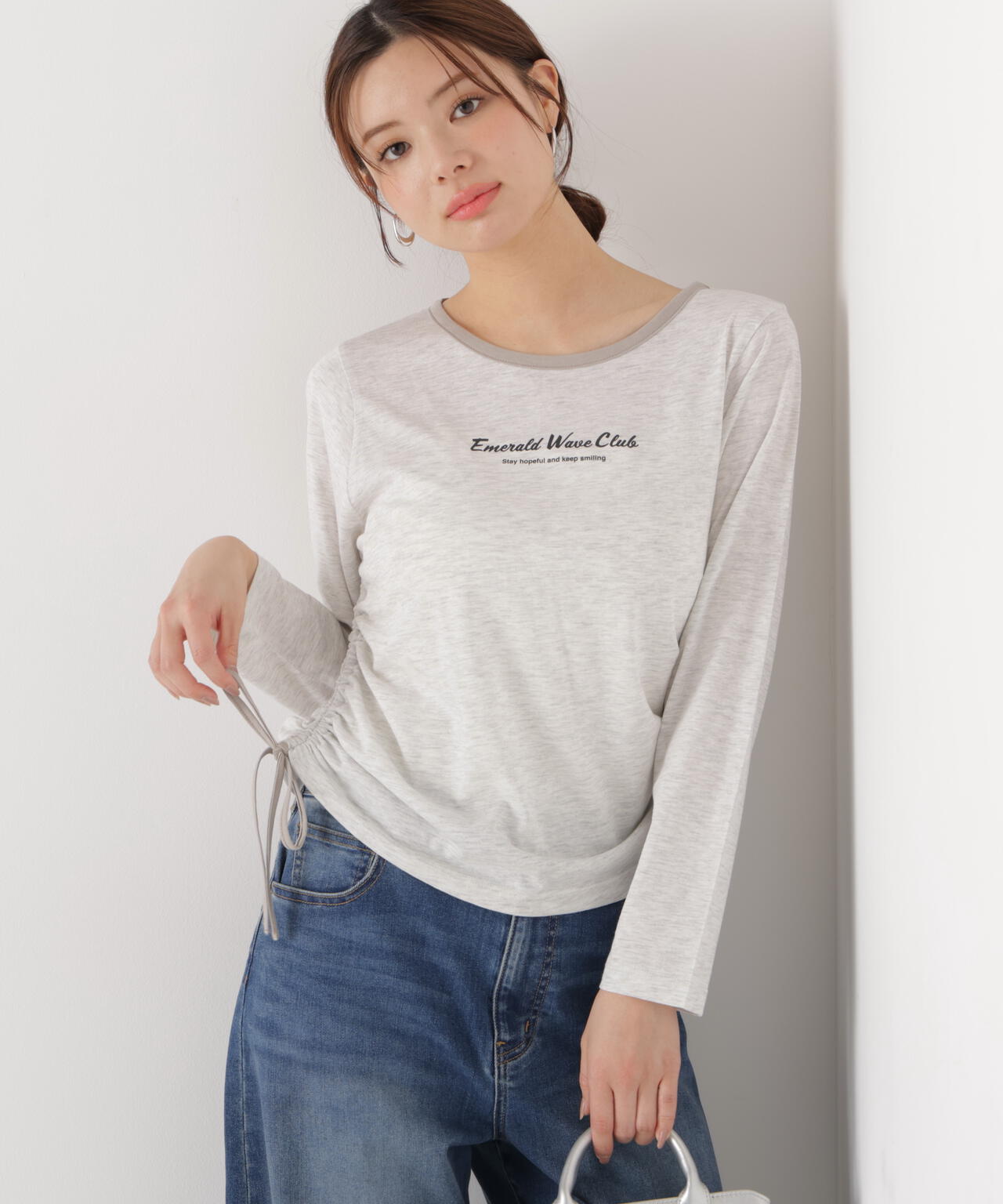 <ウォッシャブル>〈a/mie〉ドロストシアートップス