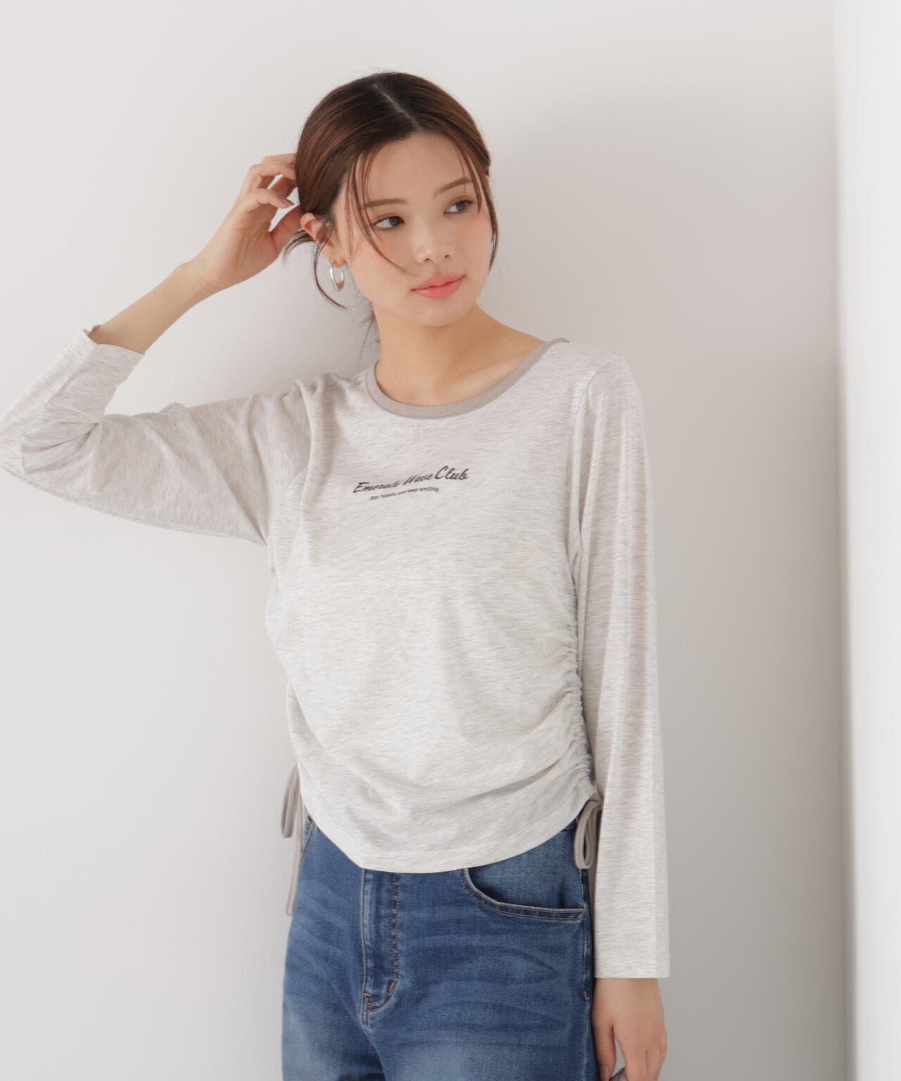 <ウォッシャブル>〈a/mie〉ドロストシアートップス