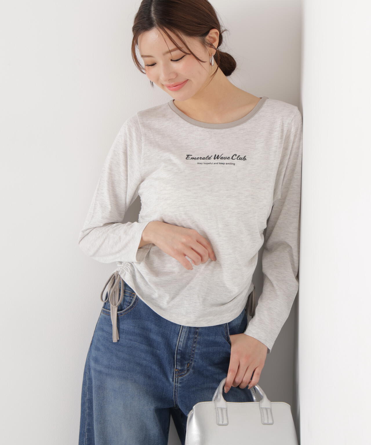 <ウォッシャブル>〈a/mie〉ドロストシアートップス